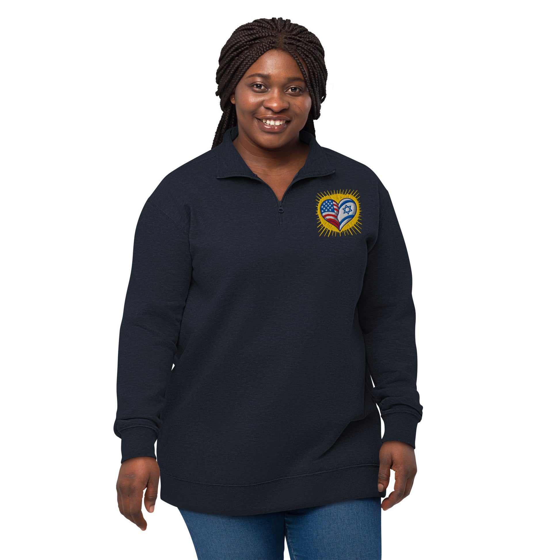 America & Israel Unisex Fleece Pullover - American Zionist