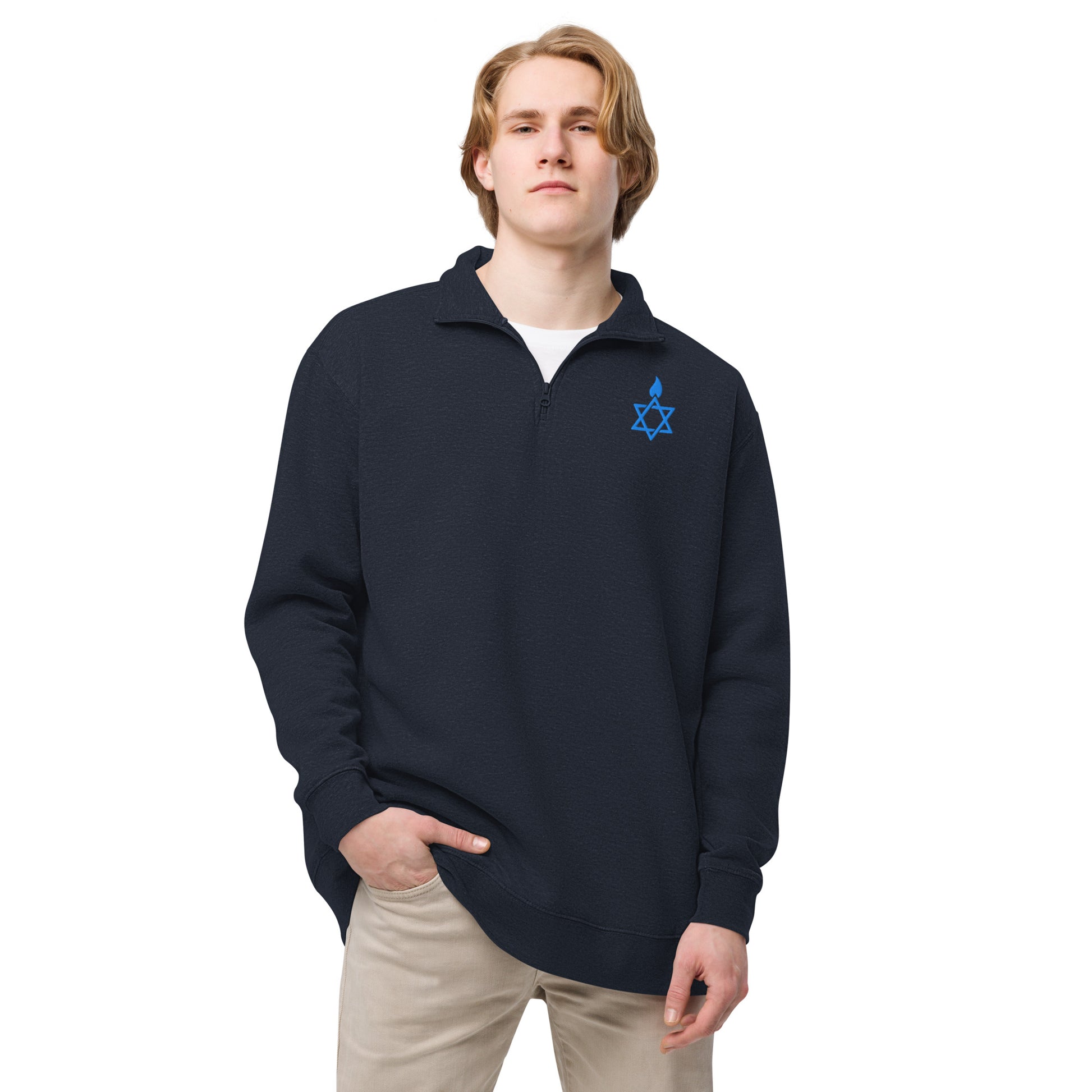 Fire Stars Of David Unisex Fleece Pullover - American Zionist