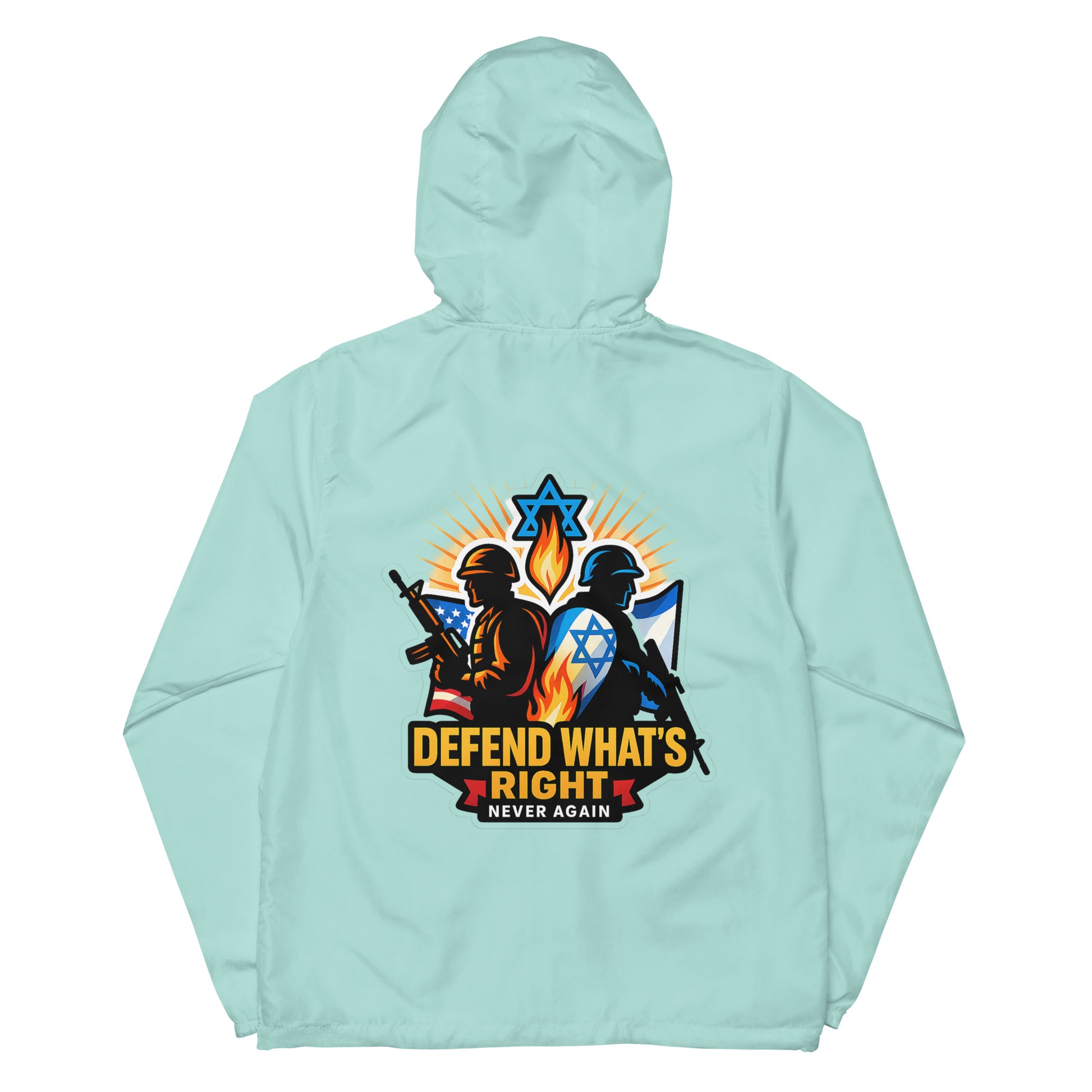 Defend What's Right Unisex Lightweight Zip Up Windbreaker - American Zionist