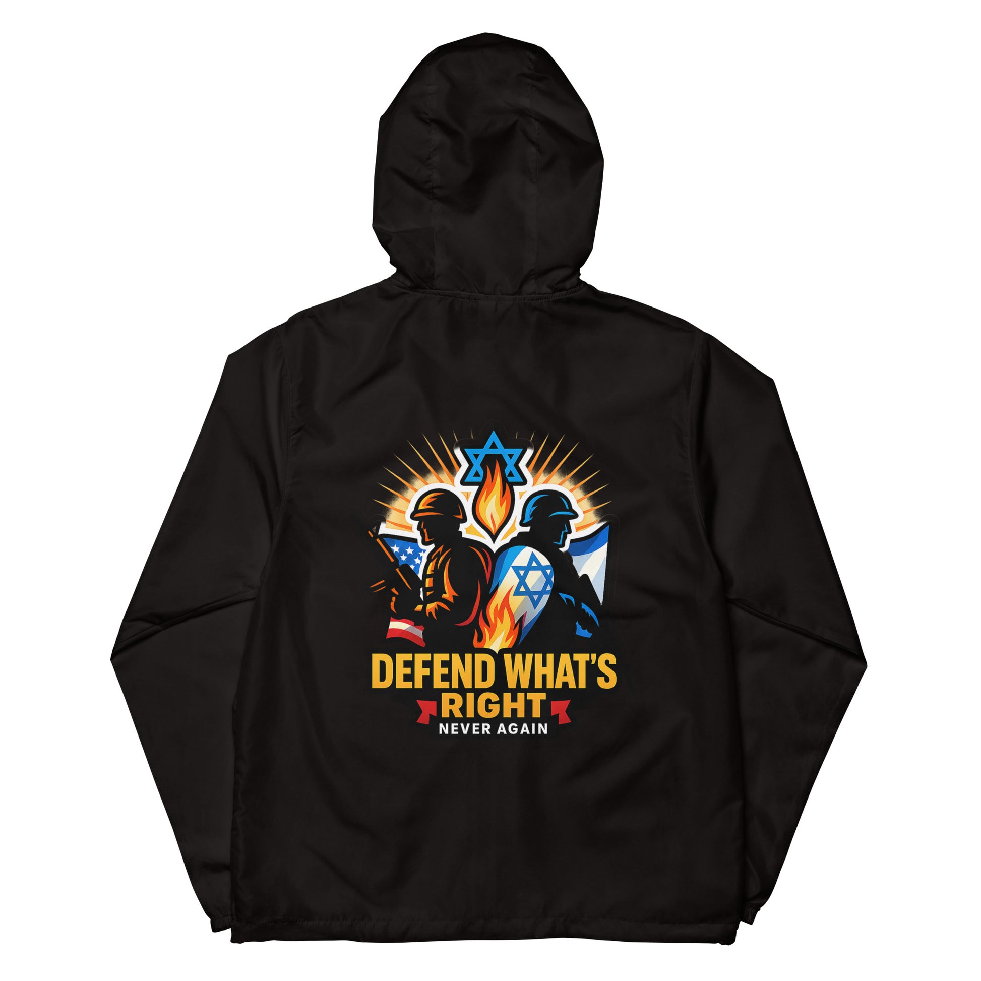 Defend What's Right Unisex Lightweight Zip Up Windbreaker - American Zionist