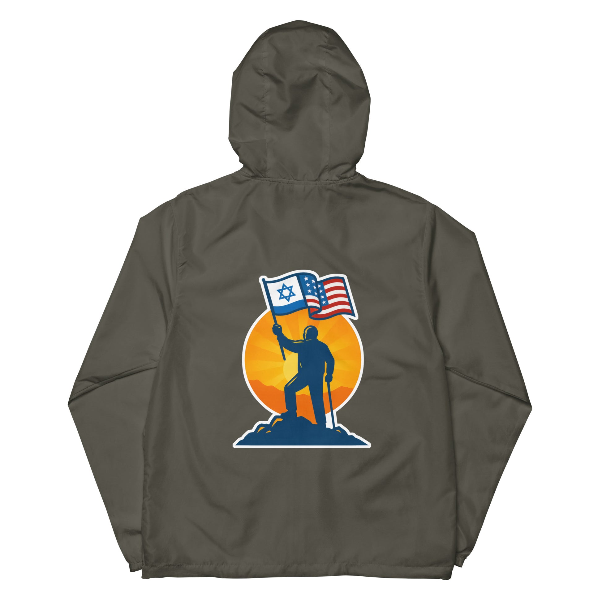 Grandpa Stands for Freedom Lightweight Zip Up Windbreaker - American Zionist