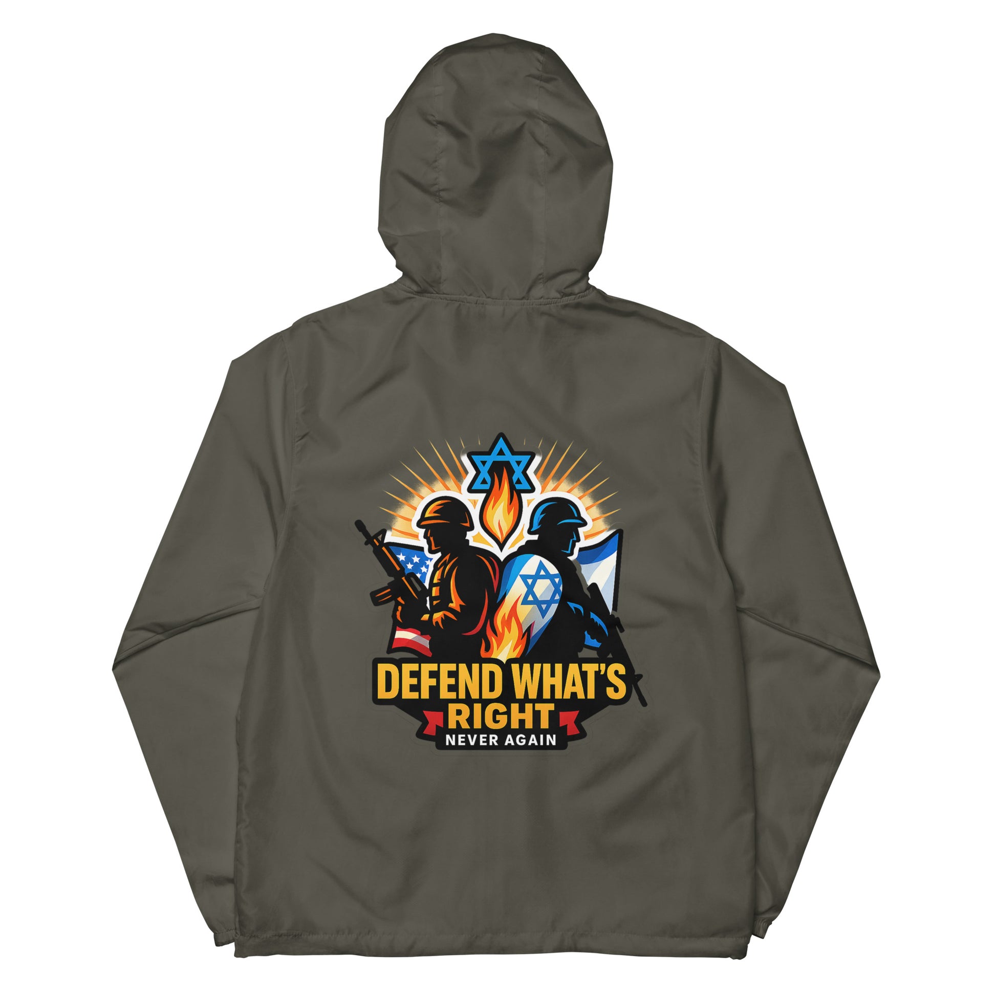 Defend What's Right Unisex Lightweight Zip Up Windbreaker - American Zionist