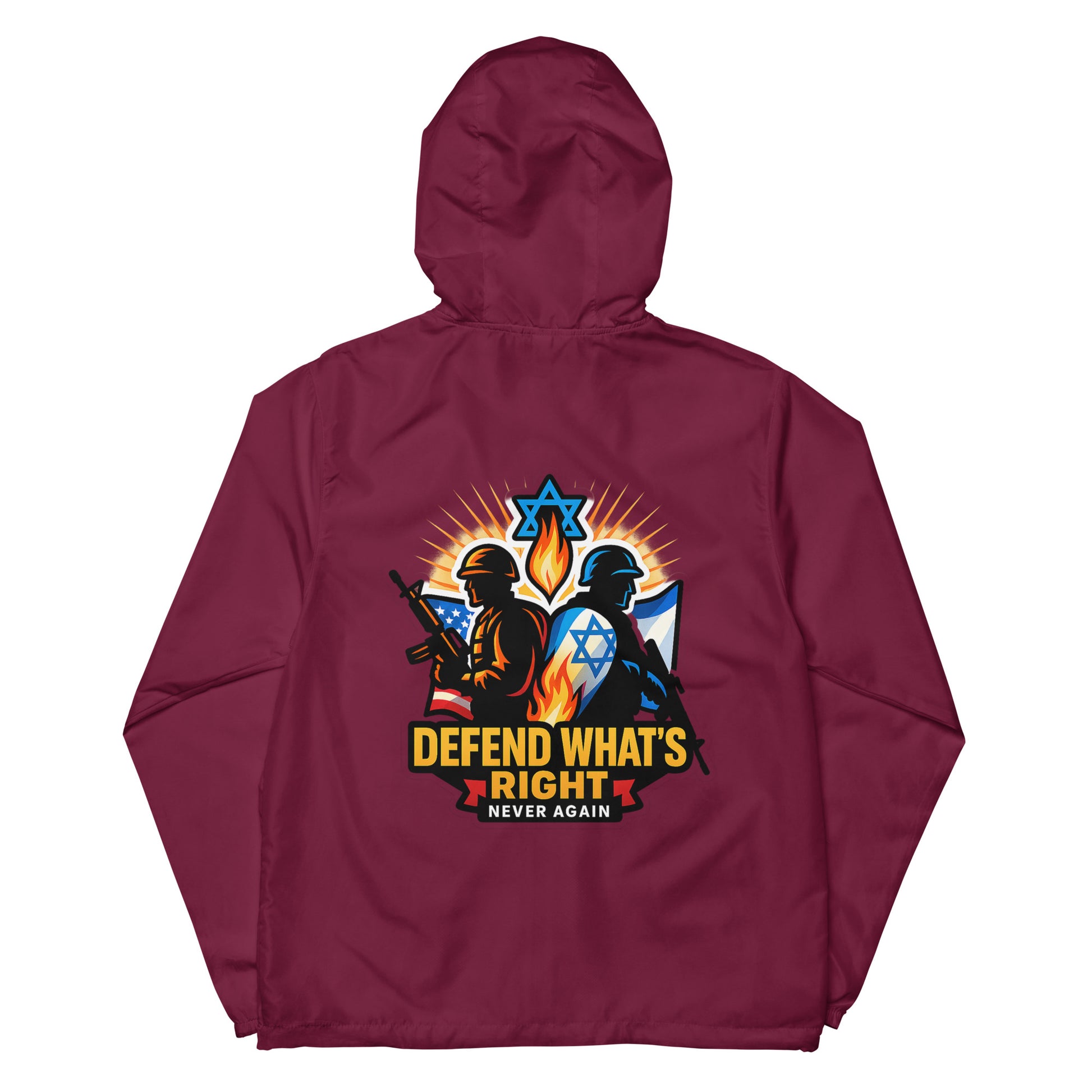Defend What's Right Unisex Lightweight Zip Up Windbreaker - American Zionist