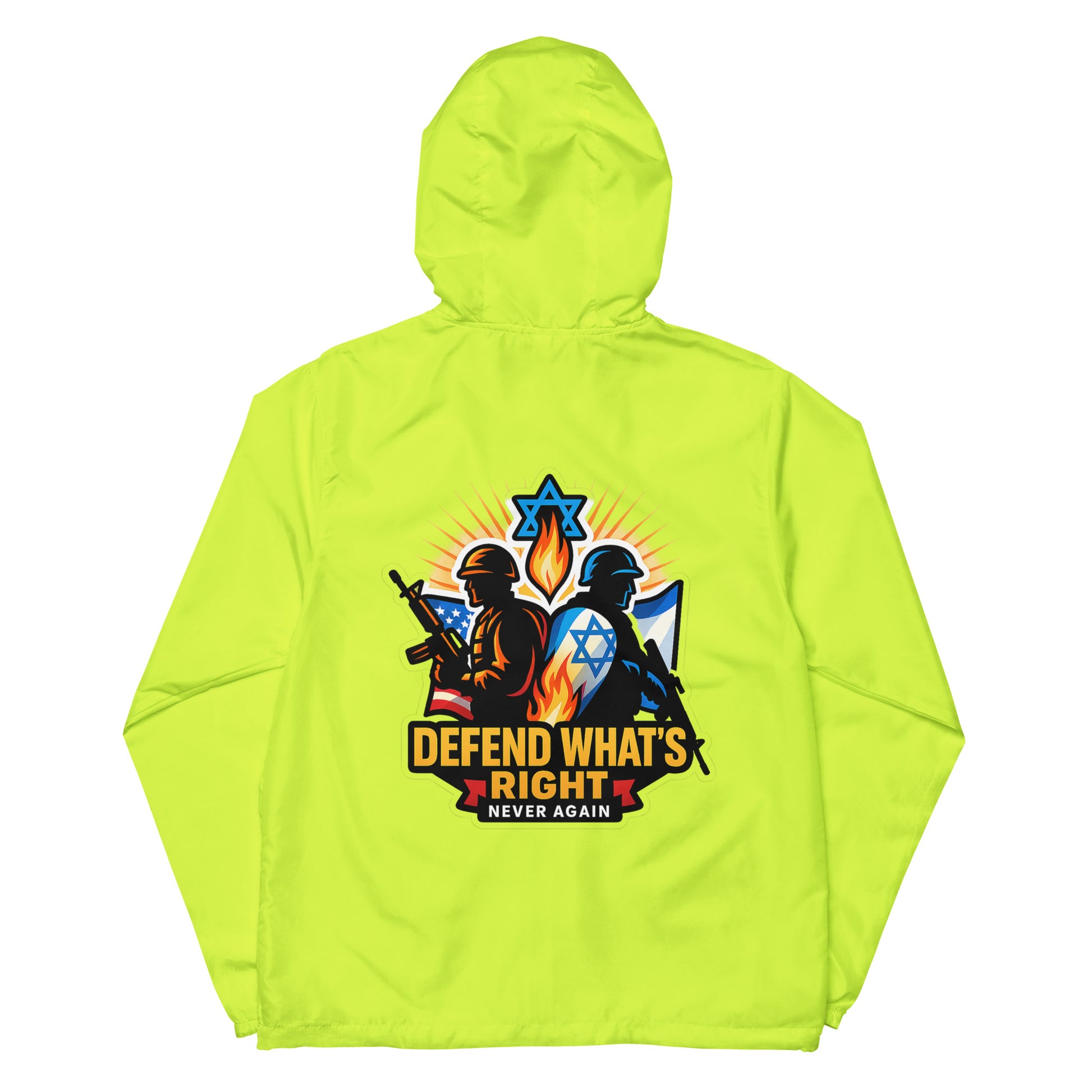 Defend What's Right Unisex Lightweight Zip Up Windbreaker - American Zionist