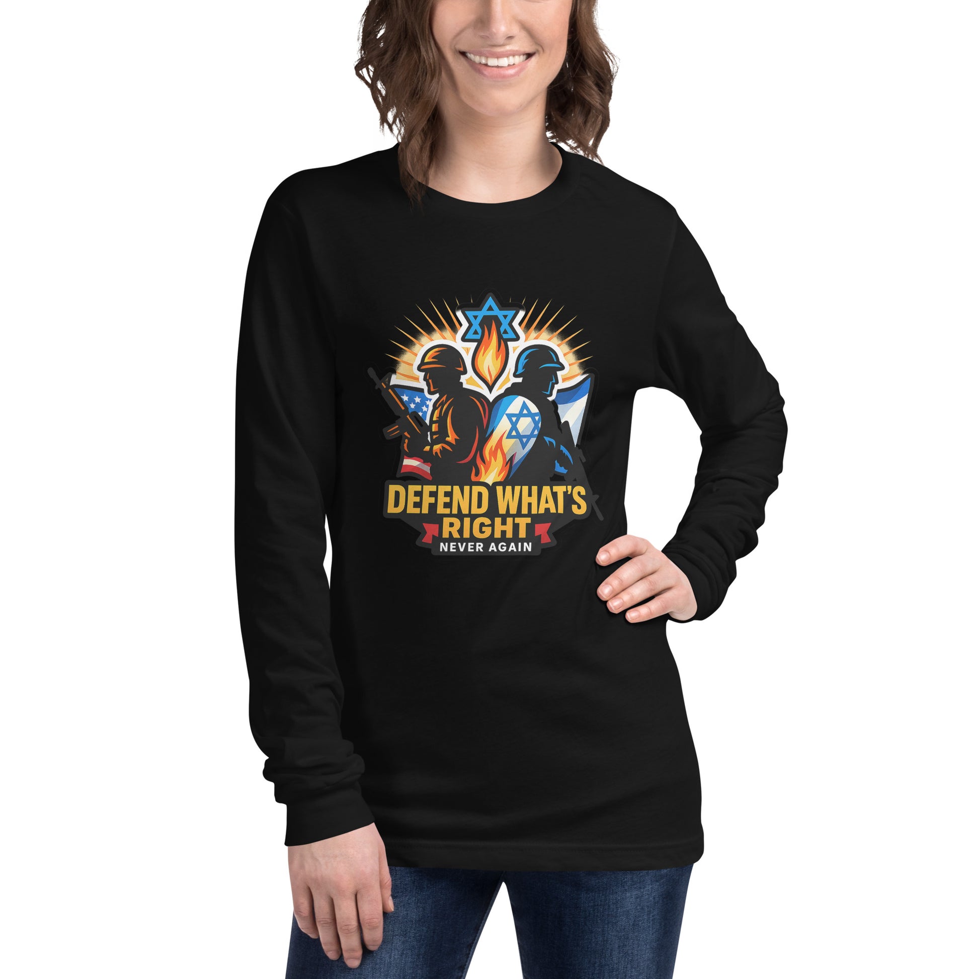 Defend Whats Right Unisex Long Sleeve Tee - American Zionist