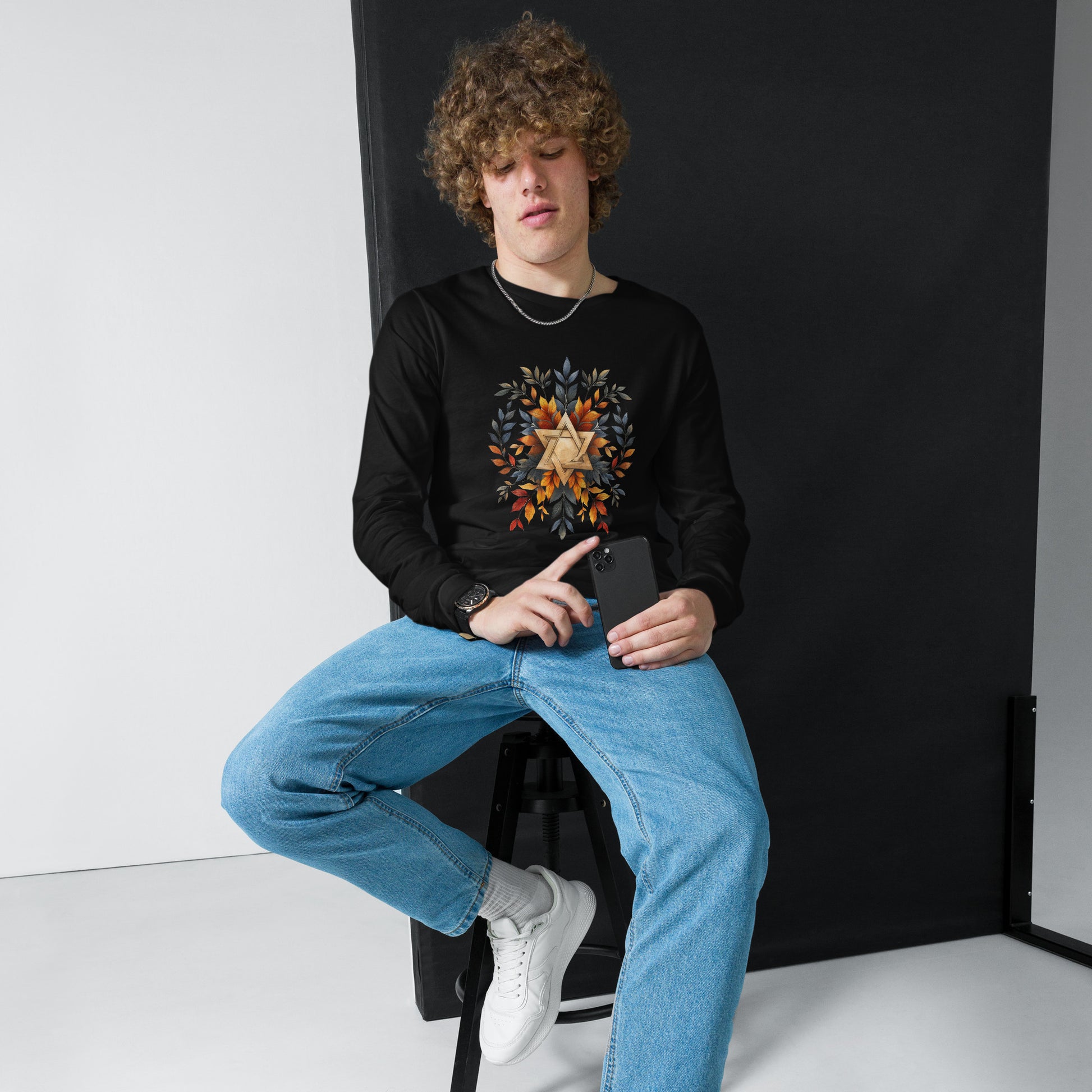 Star of David Wreath Unisex Long Sleeve Tee - American Zionist