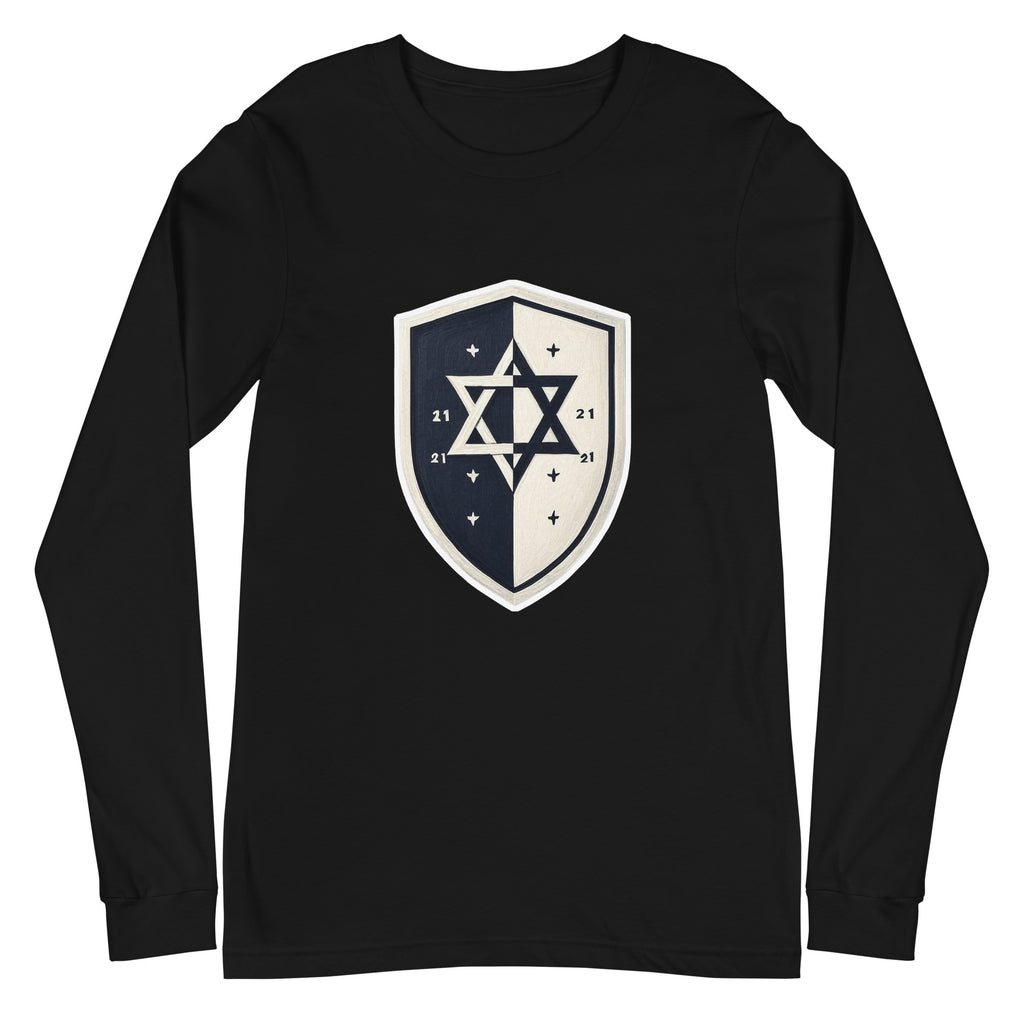 Black and White Shield Unisex Long Sleeve Tee - American Zionist