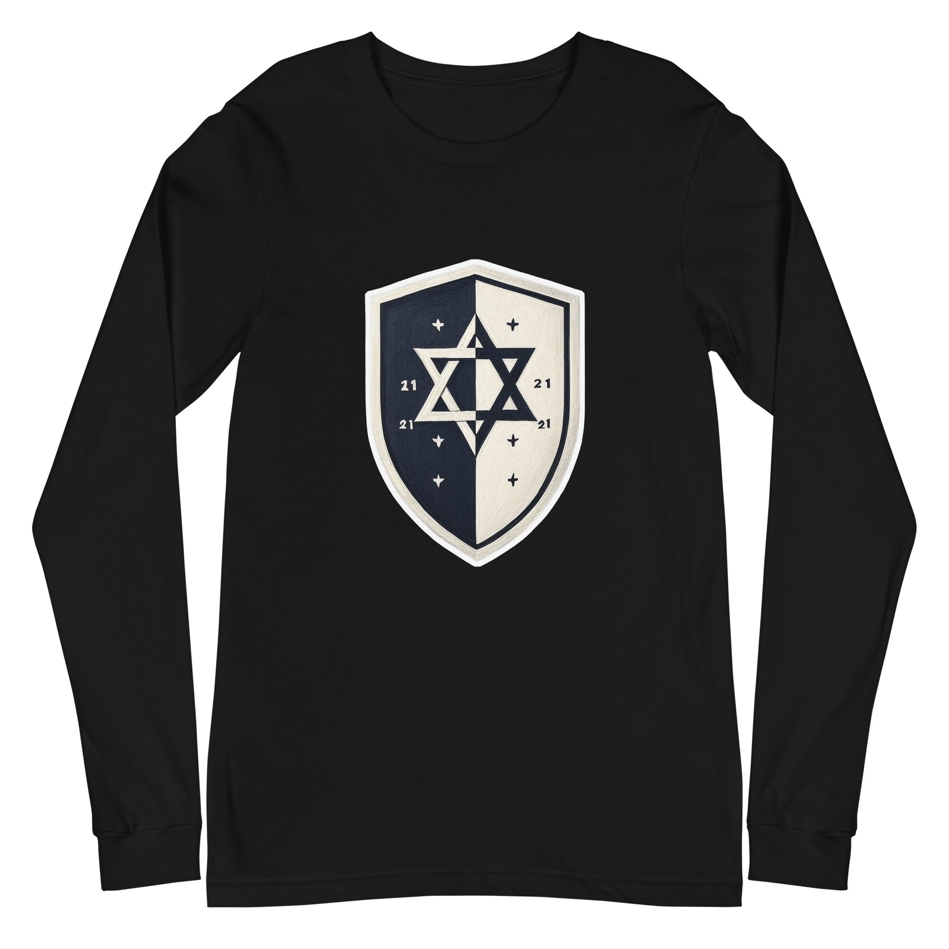 Black and White Shield Unisex Long Sleeve Tee - American Zionist