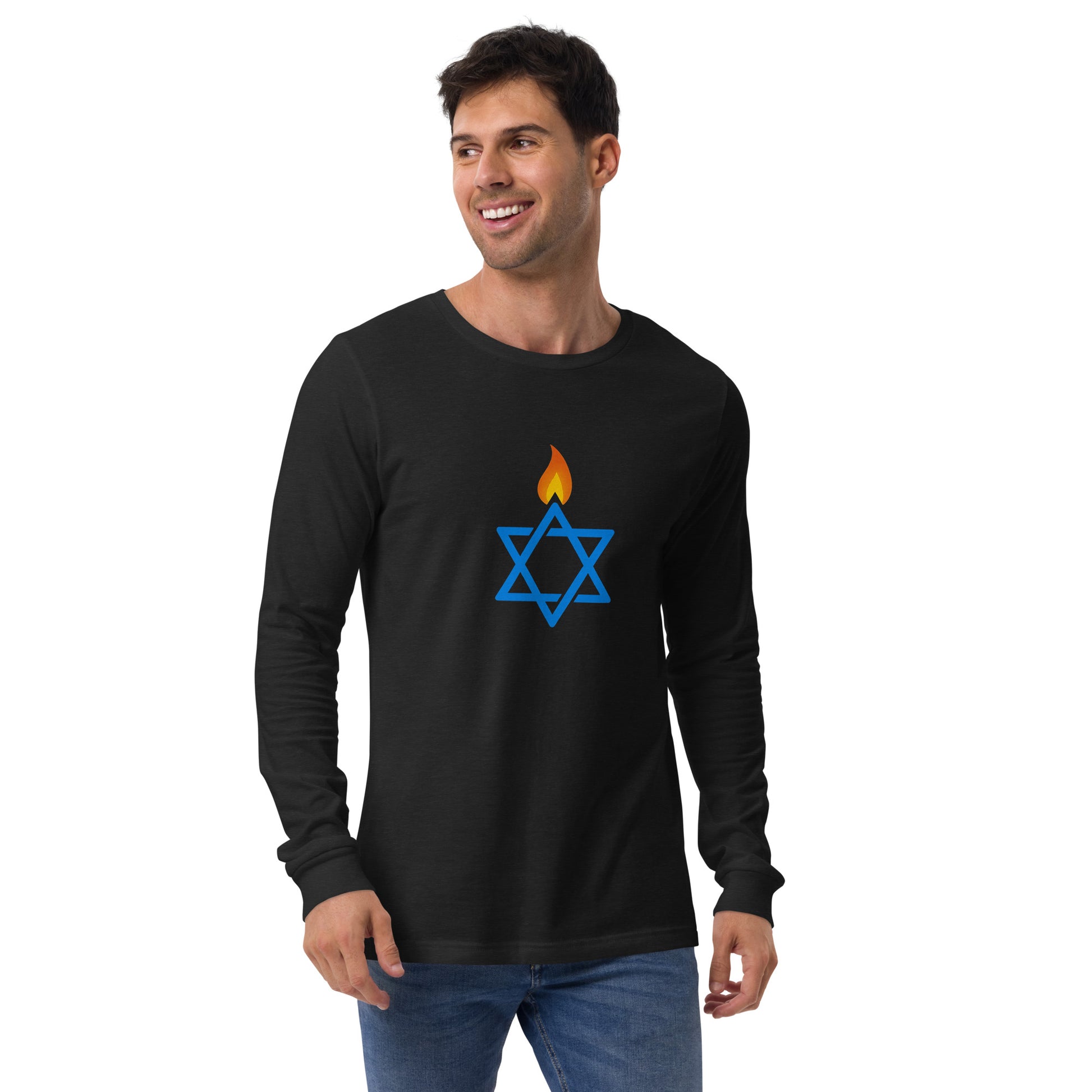Fire Stars Of David Unisex Long Sleeve Tee - American Zionist
