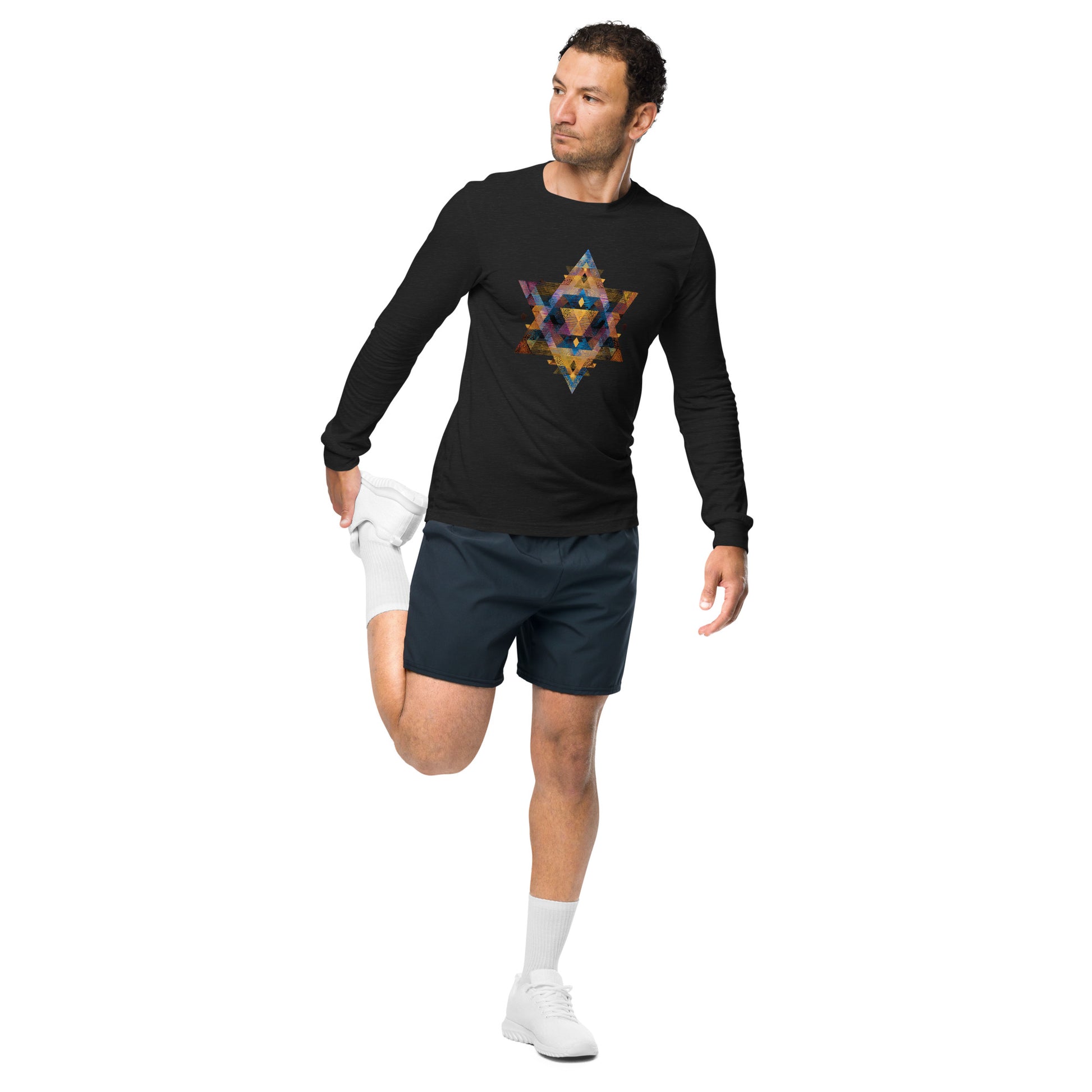 Star of David Geometric Unisex Long Sleeve Tee - American Zionist