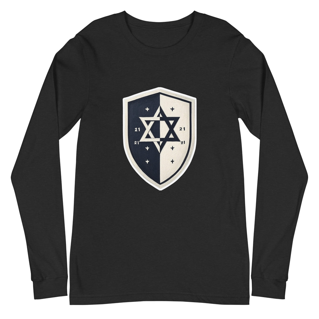 Black and White Shield Unisex Long Sleeve Tee - American Zionist