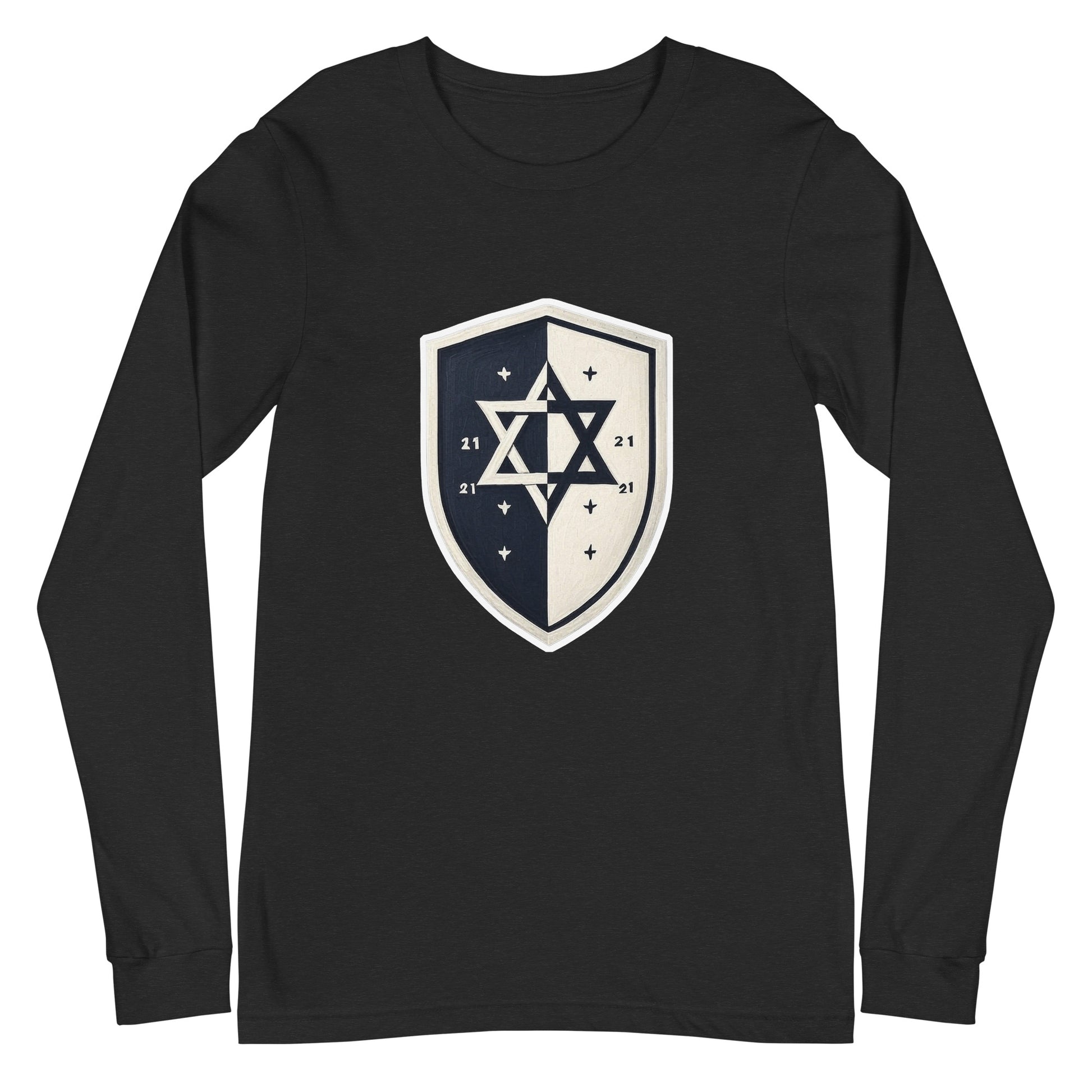 Black and White Shield Unisex Long Sleeve Tee - American Zionist