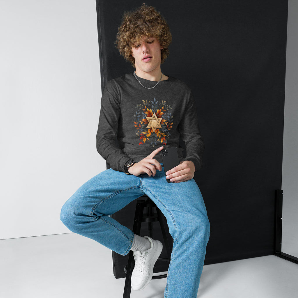 Star of David Wreath Unisex Long Sleeve Tee - American Zionist