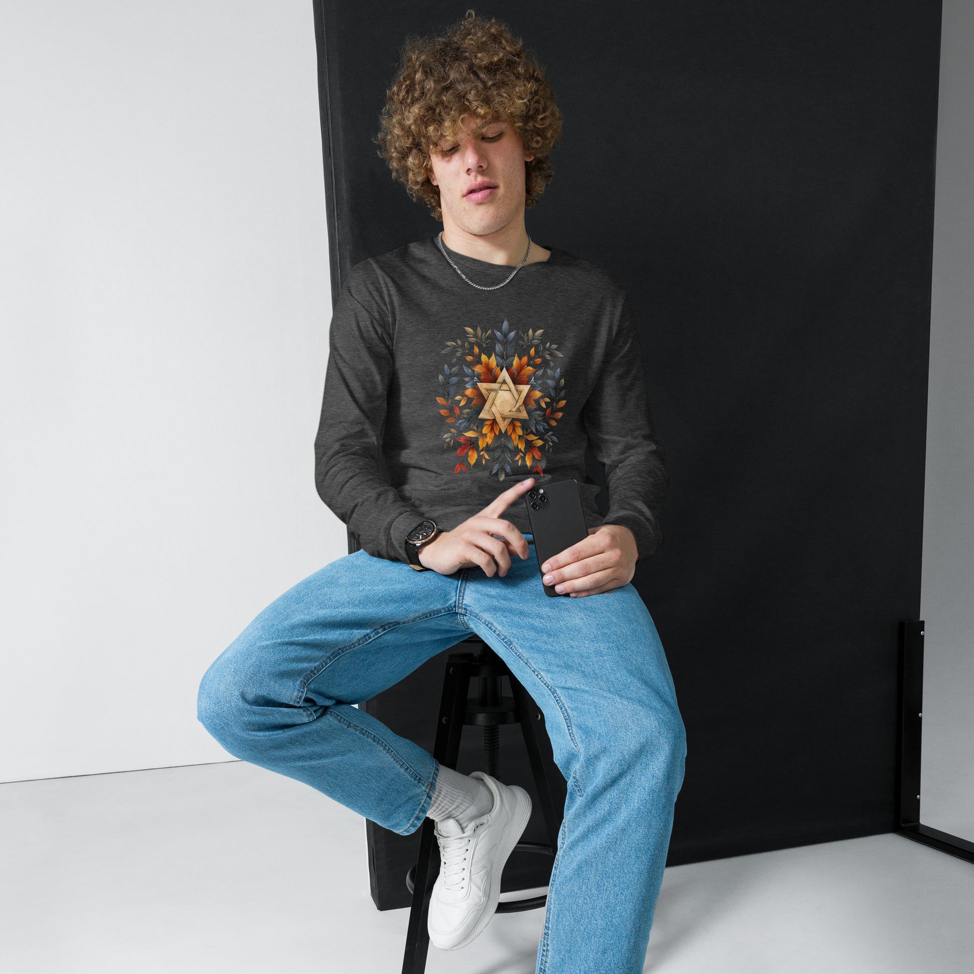 Star of David Wreath Unisex Long Sleeve Tee - American Zionist