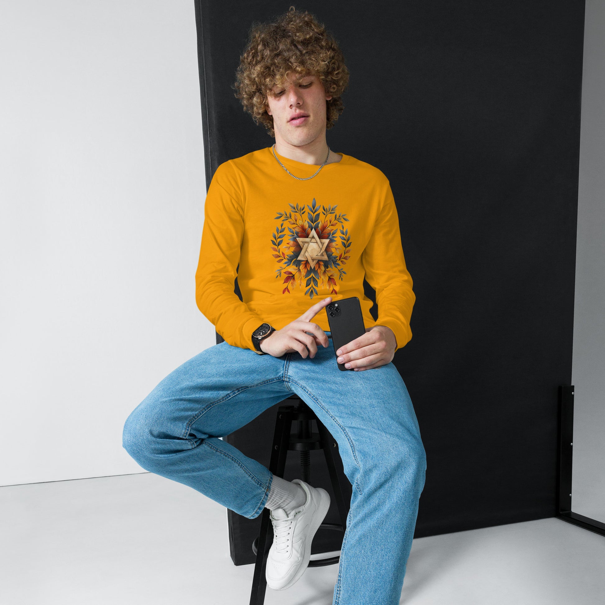 Star of David Wreath Unisex Long Sleeve Tee - American Zionist