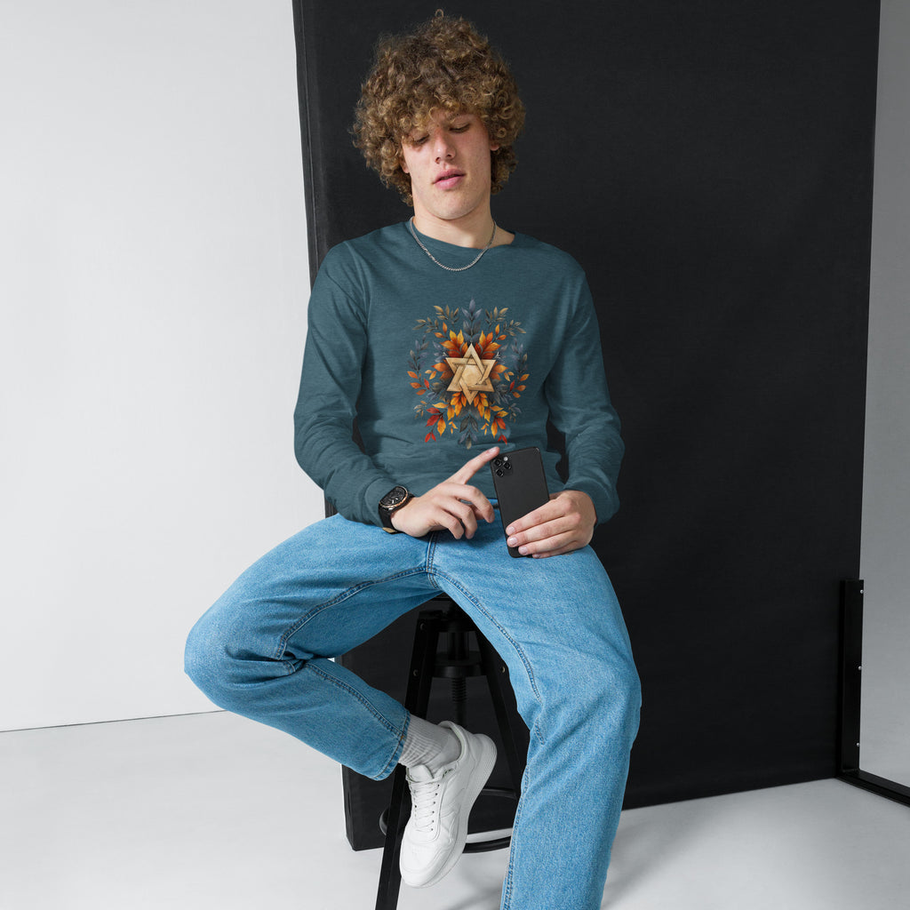 Star of David Wreath Unisex Long Sleeve Tee - American Zionist