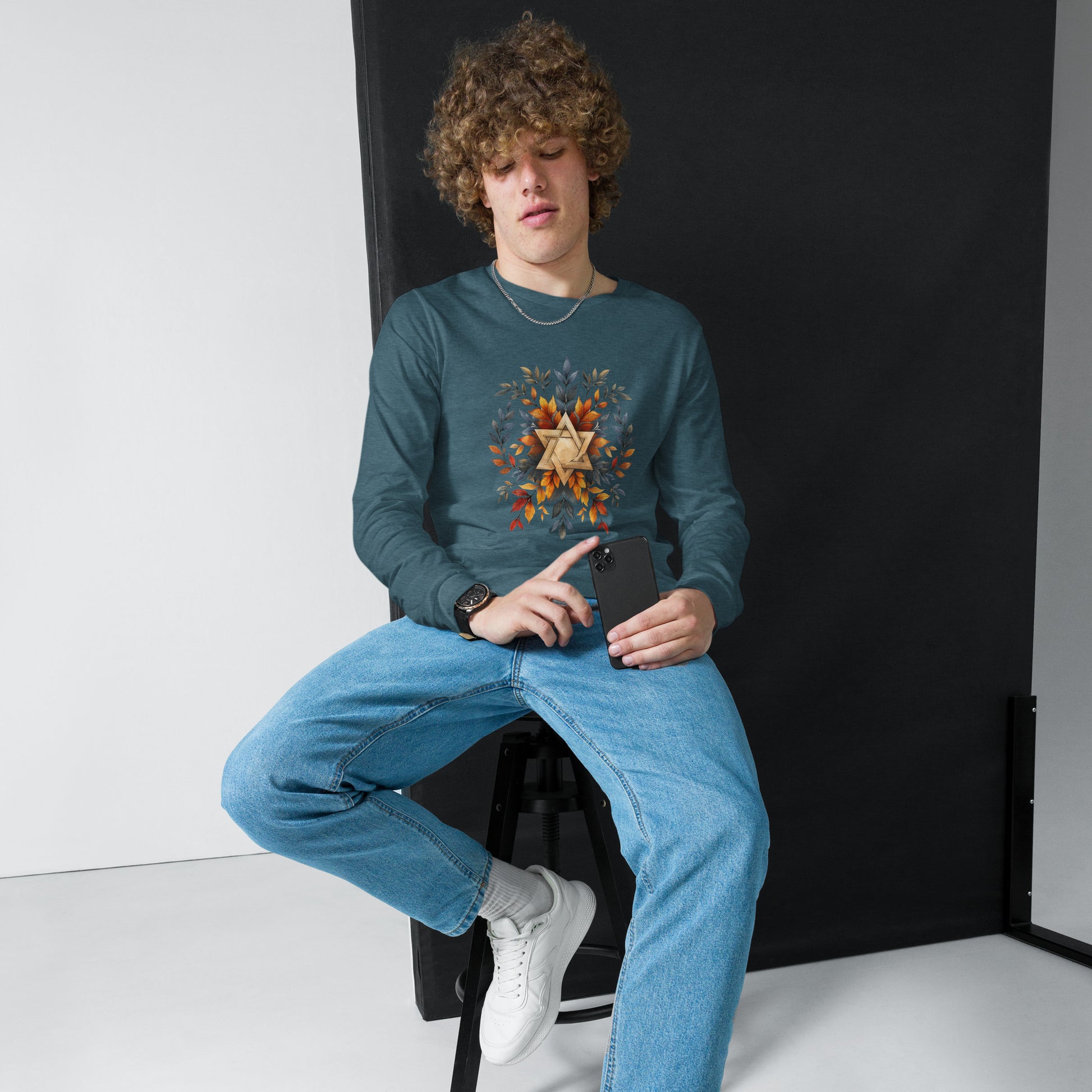 Star of David Wreath Unisex Long Sleeve Tee - American Zionist