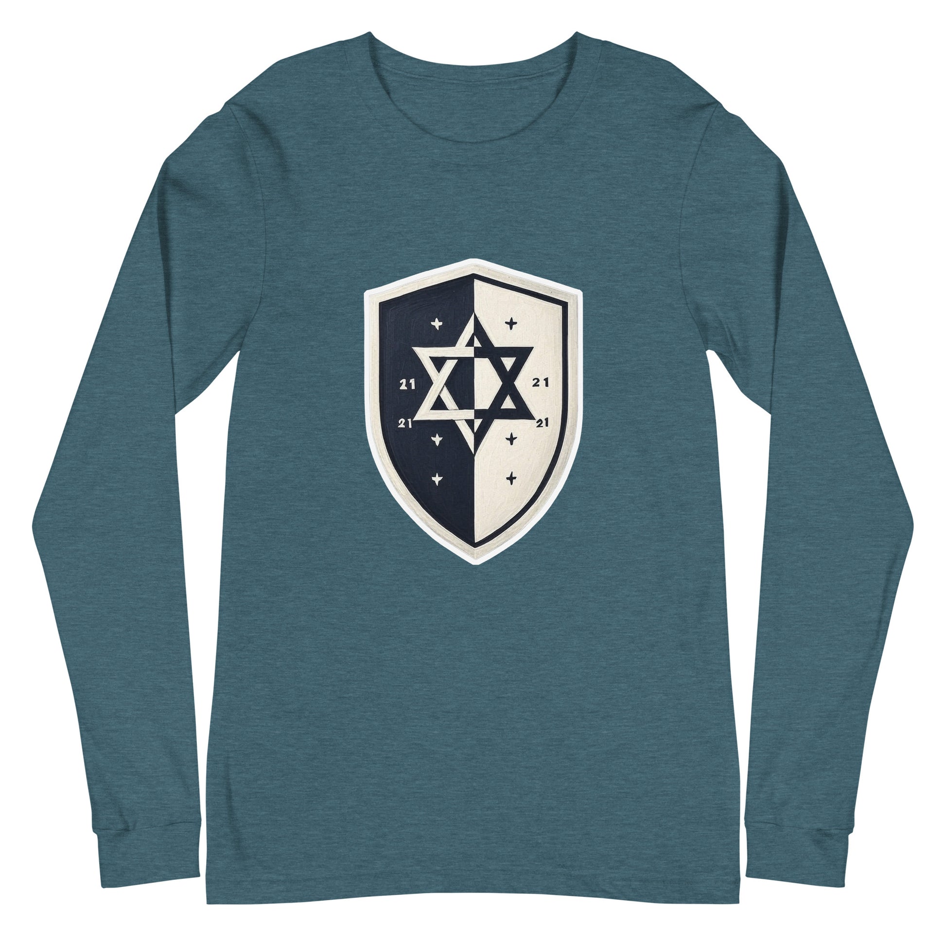 Black and White Shield Unisex Long Sleeve Tee - American Zionist