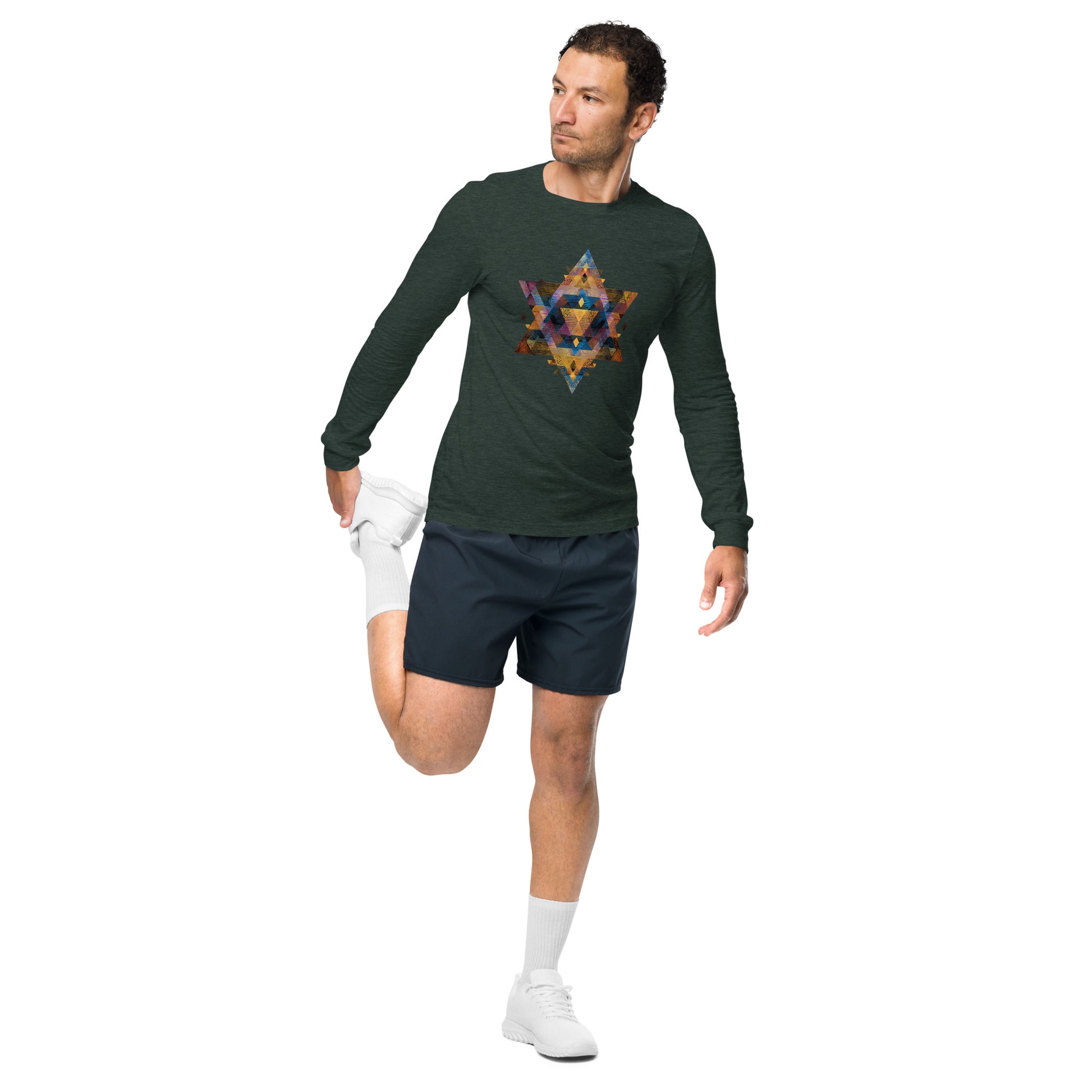 Star of David Geometric Unisex Long Sleeve Tee - American Zionist