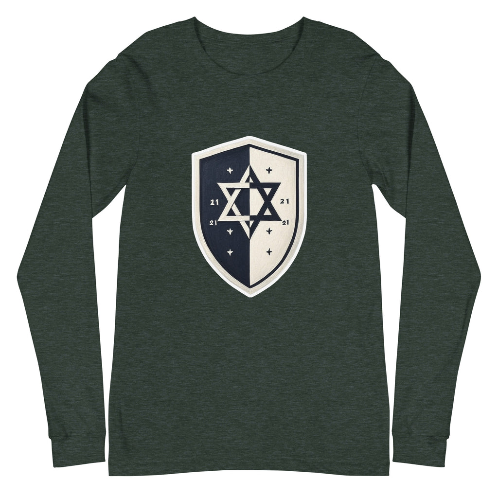 Black and White Shield Unisex Long Sleeve Tee - American Zionist