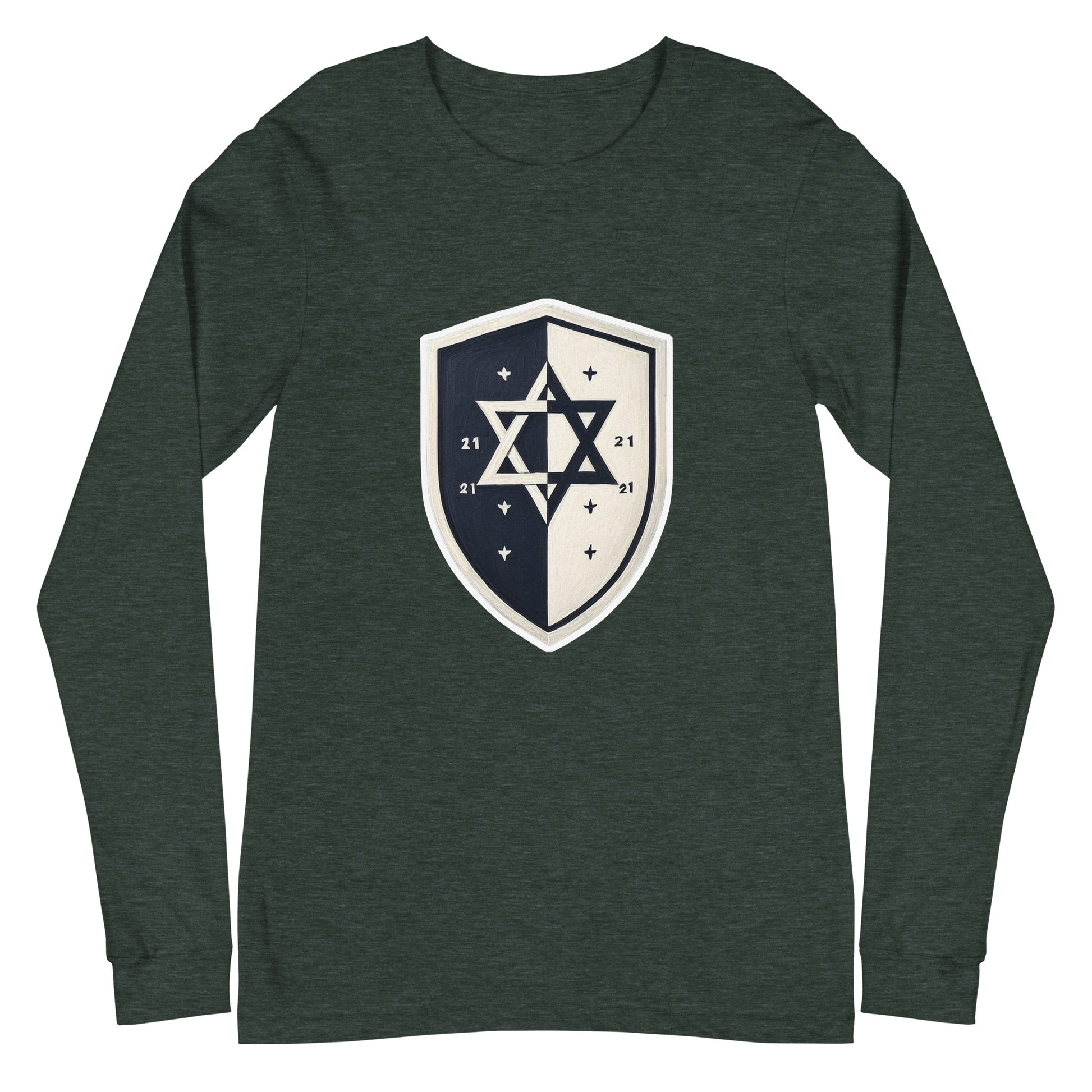 Black and White Shield Unisex Long Sleeve Tee - American Zionist