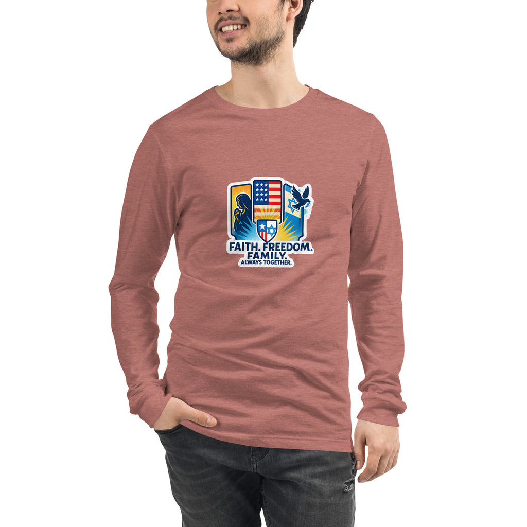 Faith Freedom Family Unisex Long Sleeve Tee - American Zionist