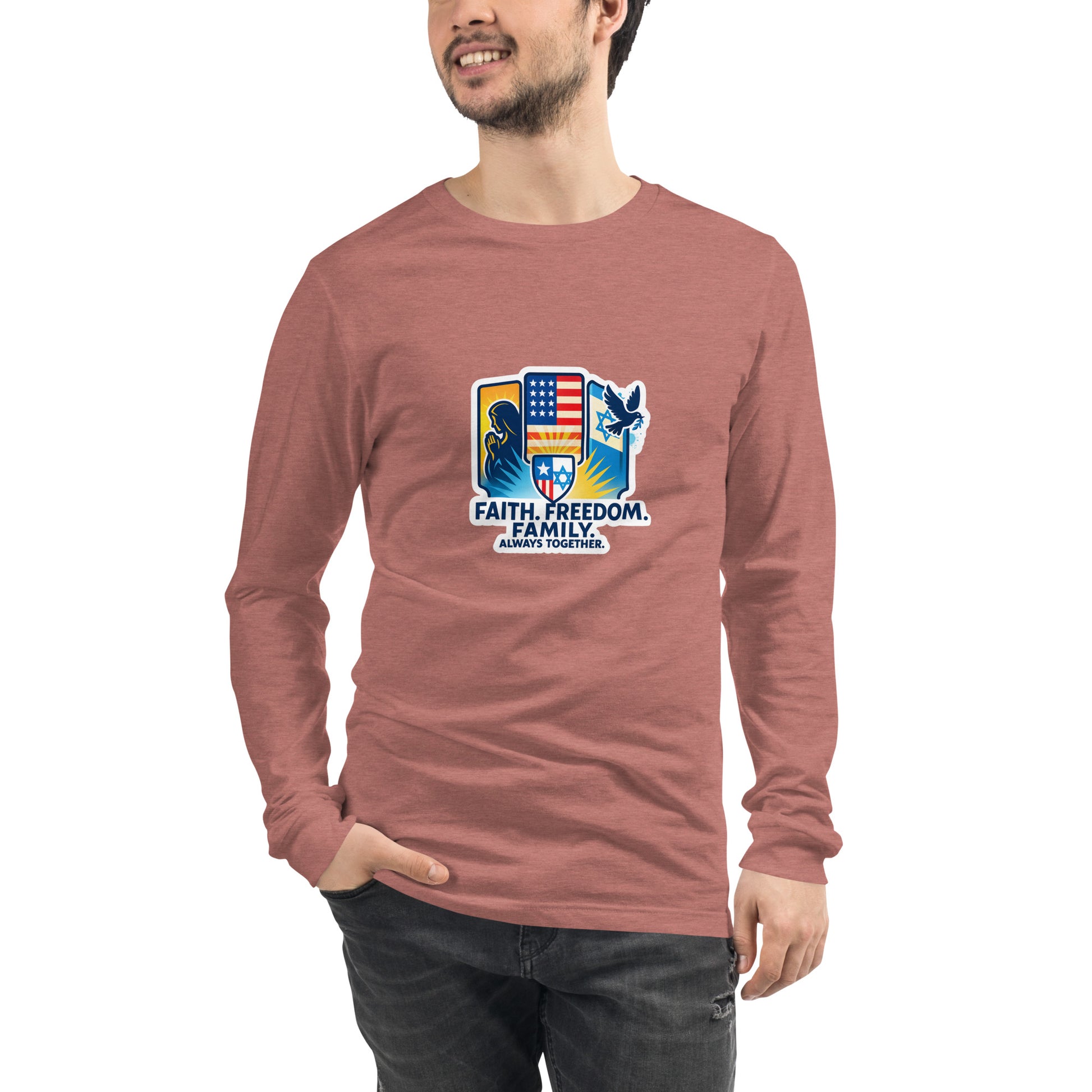 Faith Freedom Family Unisex Long Sleeve Tee - American Zionist