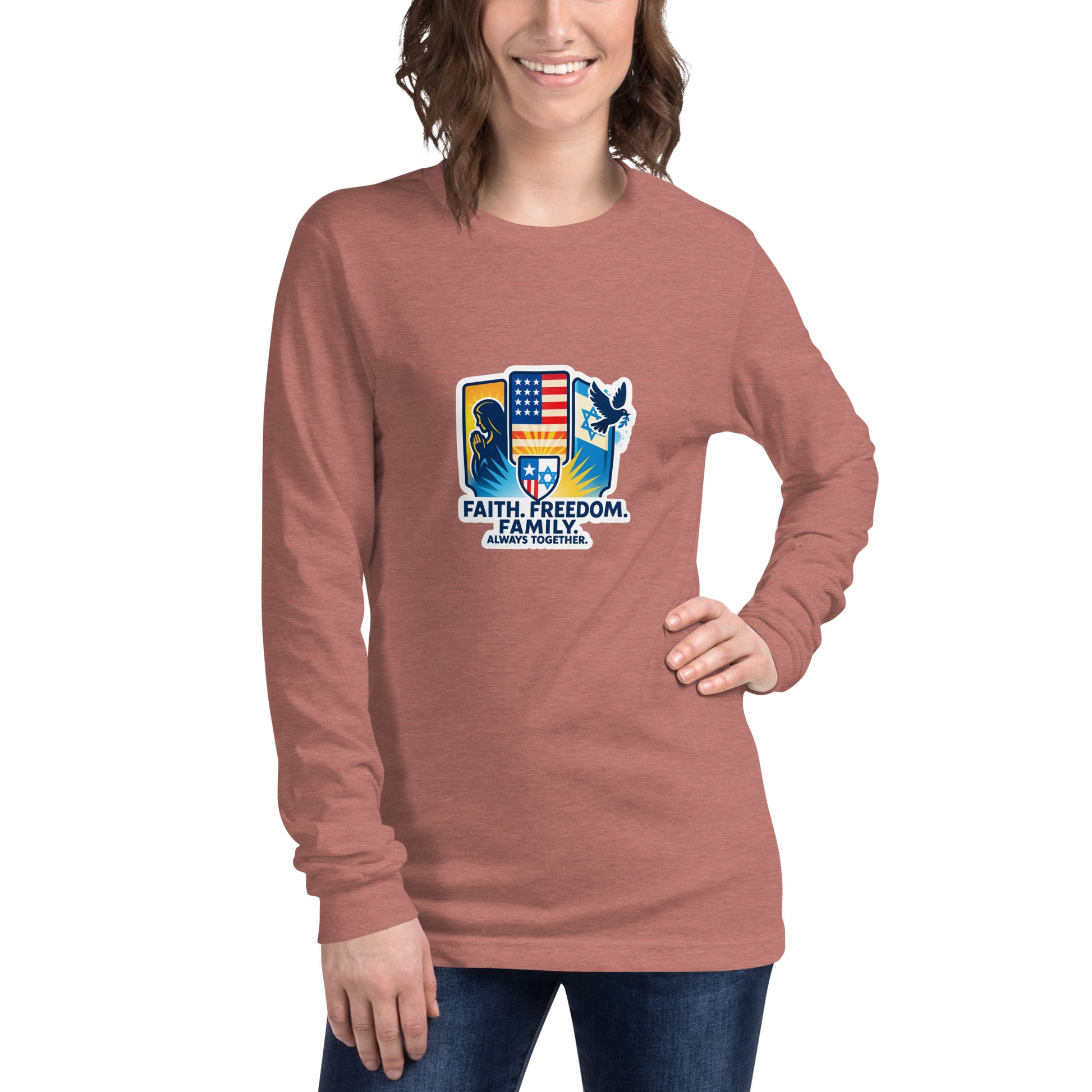 Faith Freedom Family Unisex Long Sleeve Tee - American Zionist