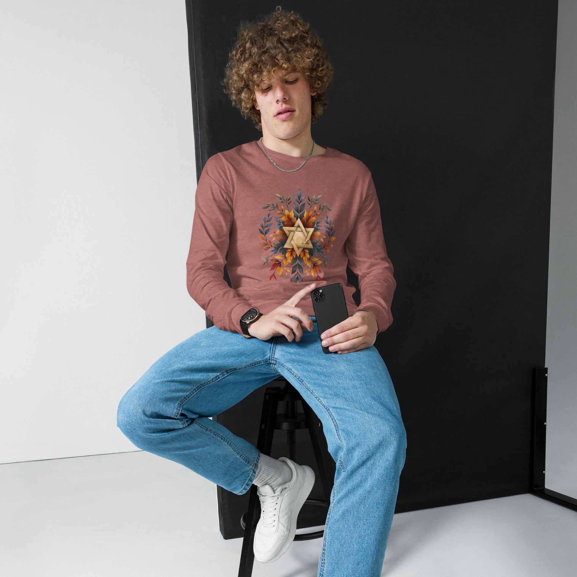 Star of David Wreath Unisex Long Sleeve Tee - American Zionist