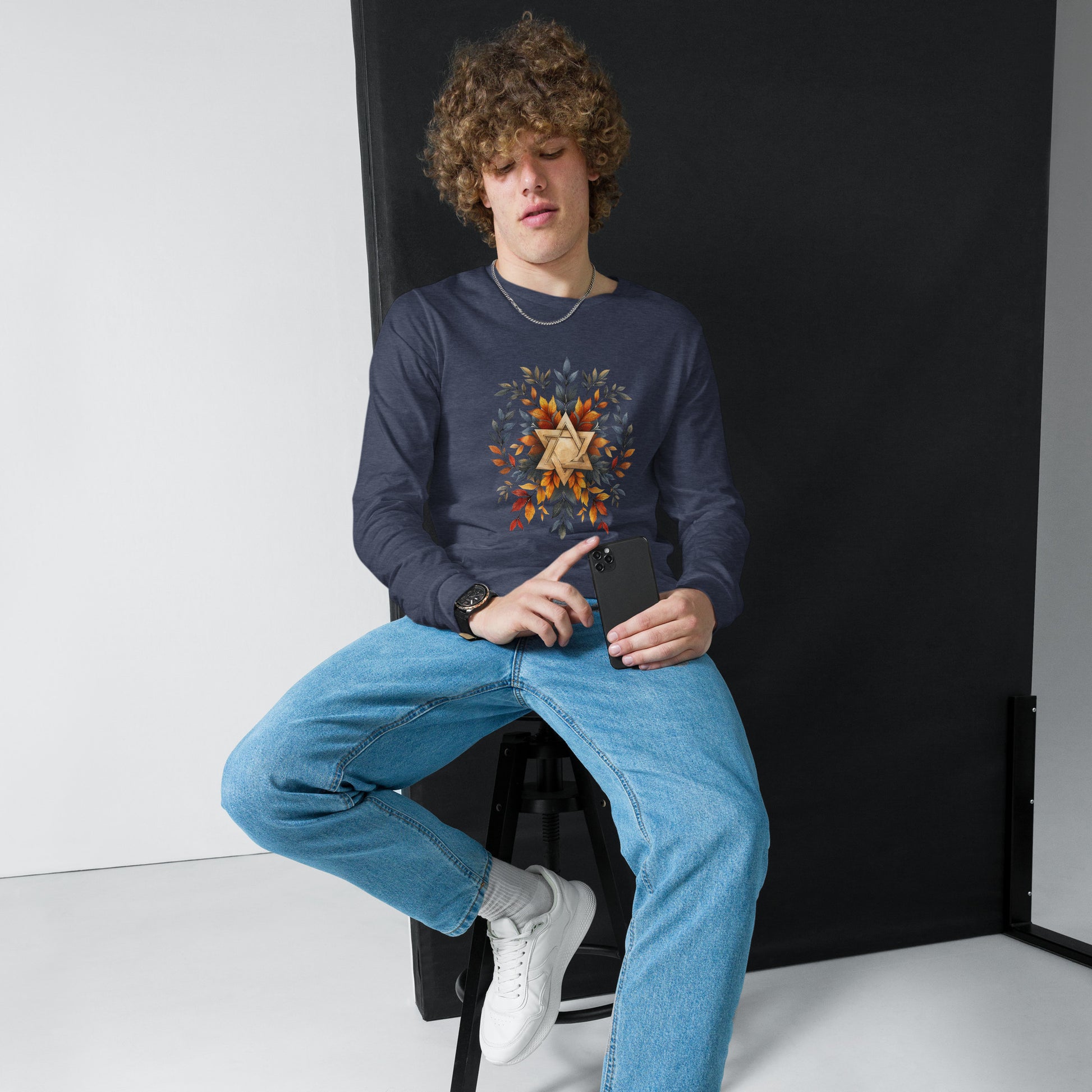 Star of David Wreath Unisex Long Sleeve Tee - American Zionist