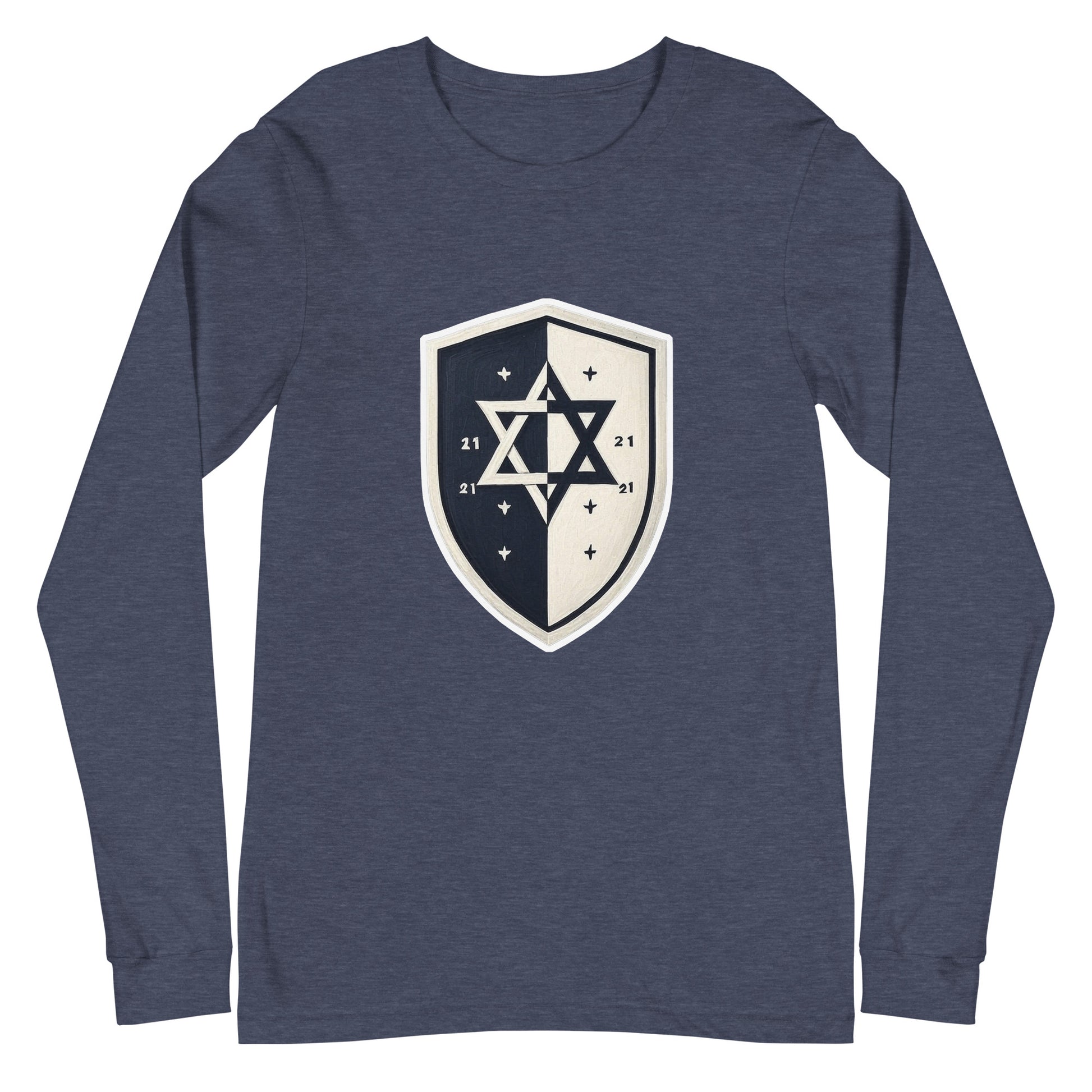 Black and White Shield Unisex Long Sleeve Tee - American Zionist