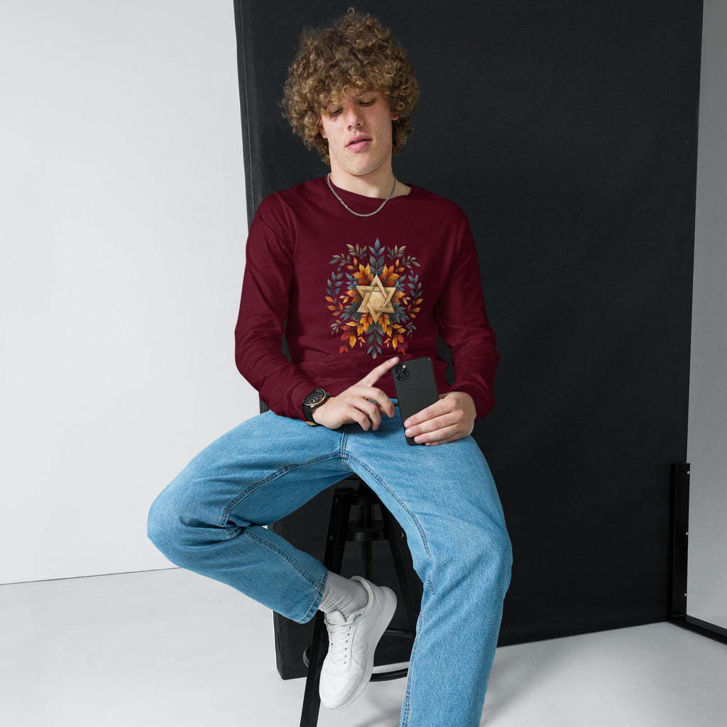Star of David Wreath Unisex Long Sleeve Tee - American Zionist