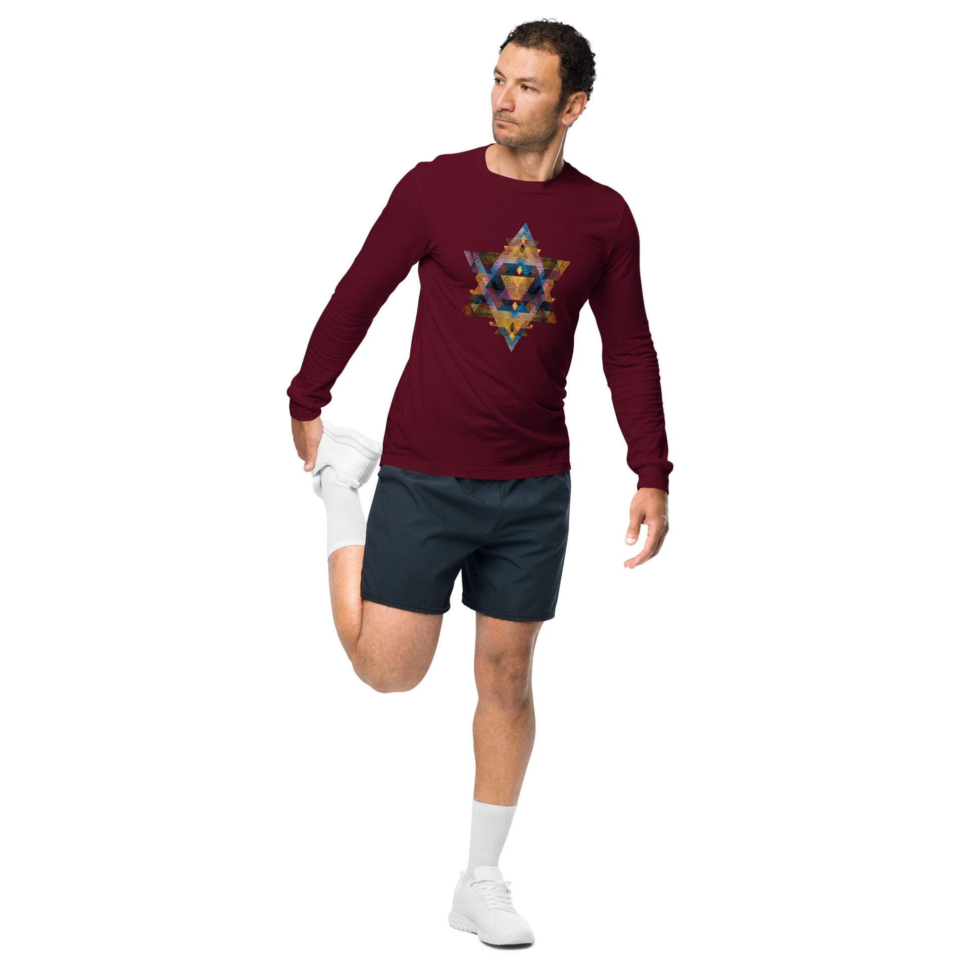 Star of David Geometric Unisex Long Sleeve Tee - American Zionist