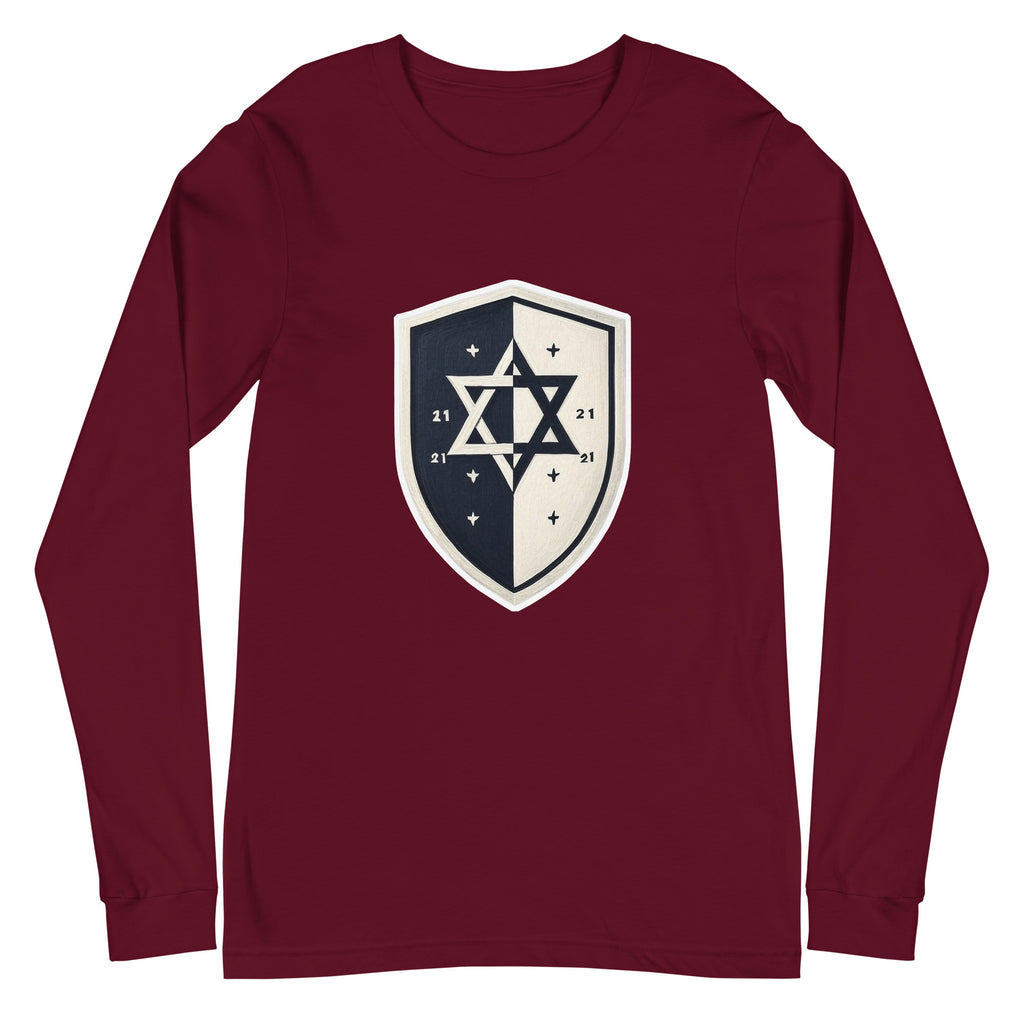 Black and White Shield Unisex Long Sleeve Tee - American Zionist