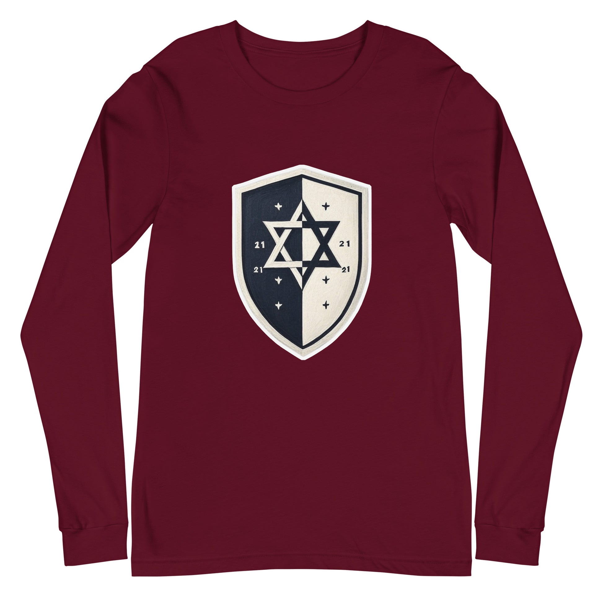 Black and White Shield Unisex Long Sleeve Tee - American Zionist