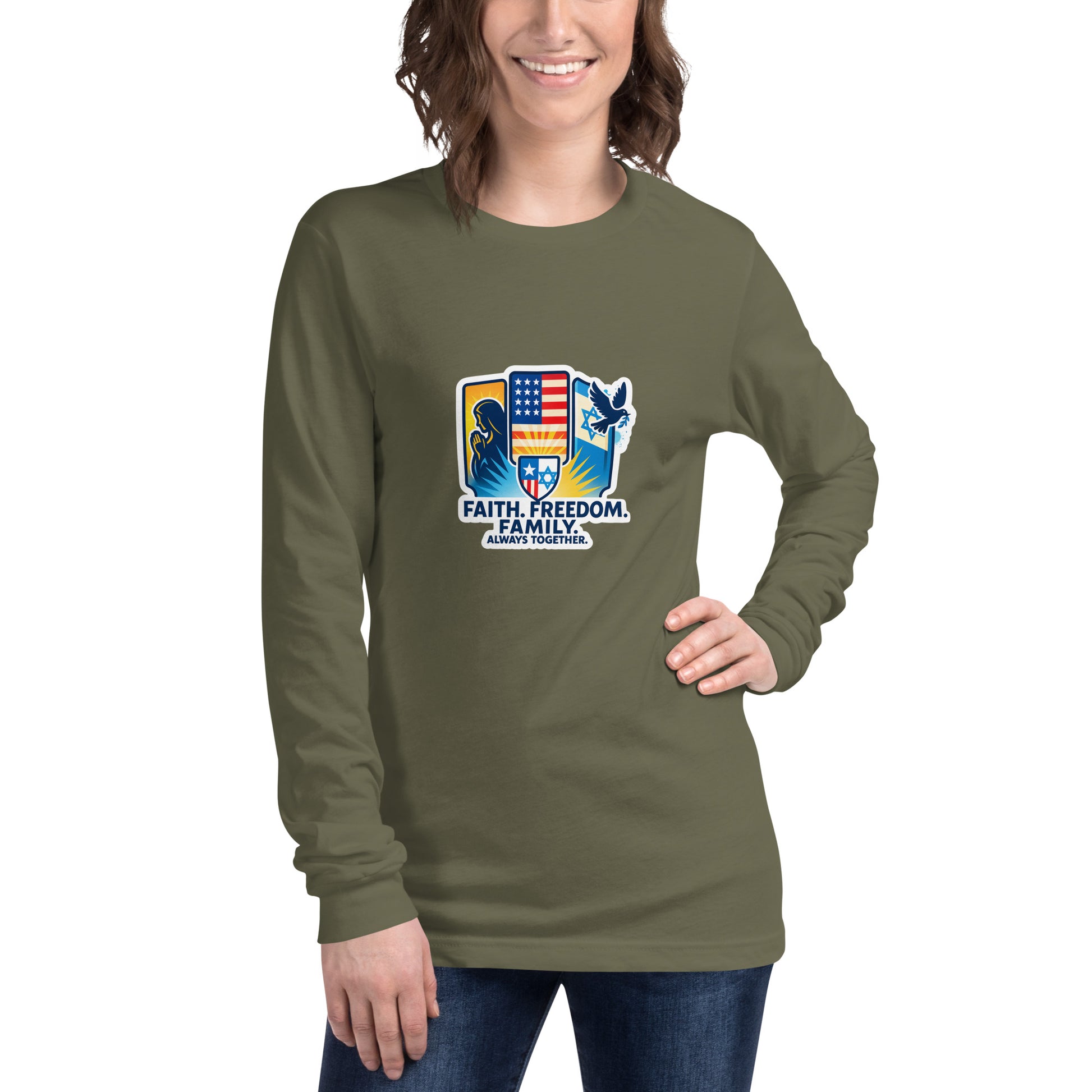 Faith Freedom Family Unisex Long Sleeve Tee - American Zionist