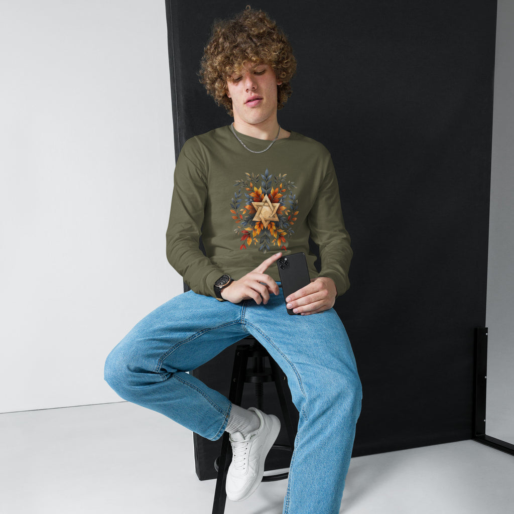 Star of David Wreath Unisex Long Sleeve Tee - American Zionist