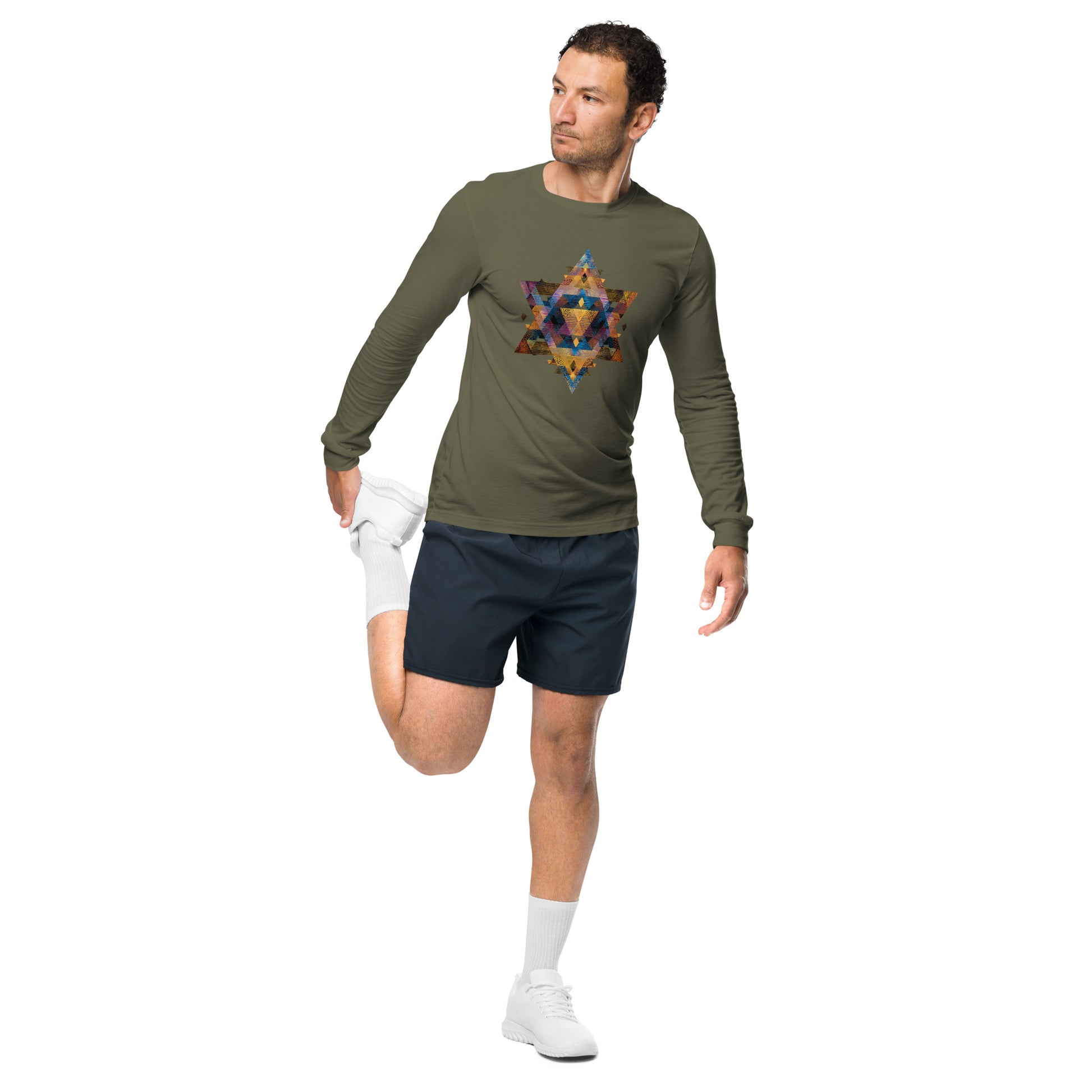 Star of David Geometric Unisex Long Sleeve Tee - American Zionist