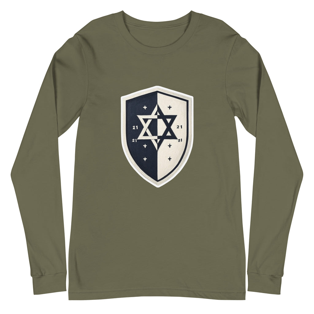 Black and White Shield Unisex Long Sleeve Tee - American Zionist