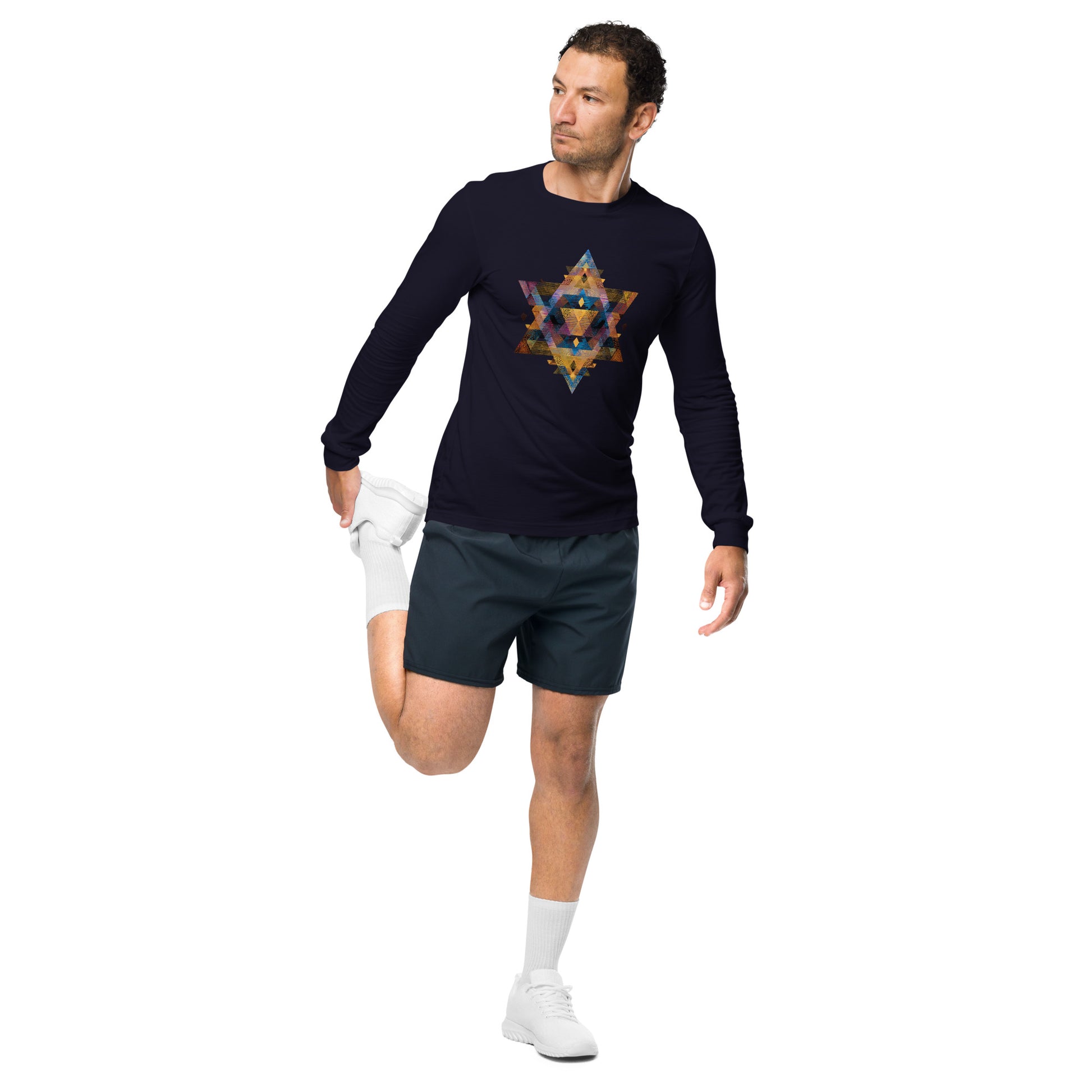 Star of David Geometric Unisex Long Sleeve Tee - American Zionist