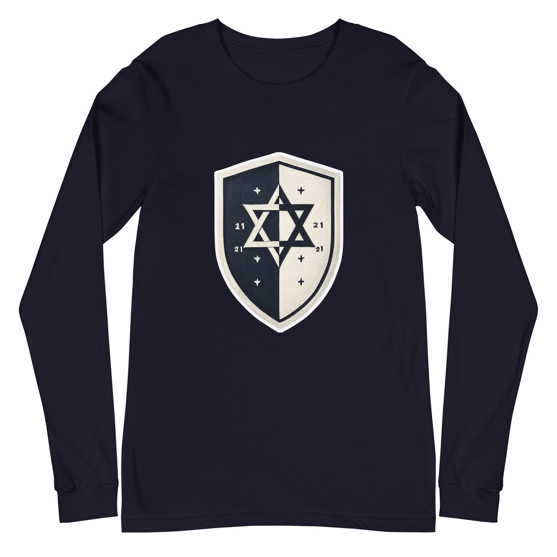 Black and White Shield Unisex Long Sleeve Tee - American Zionist