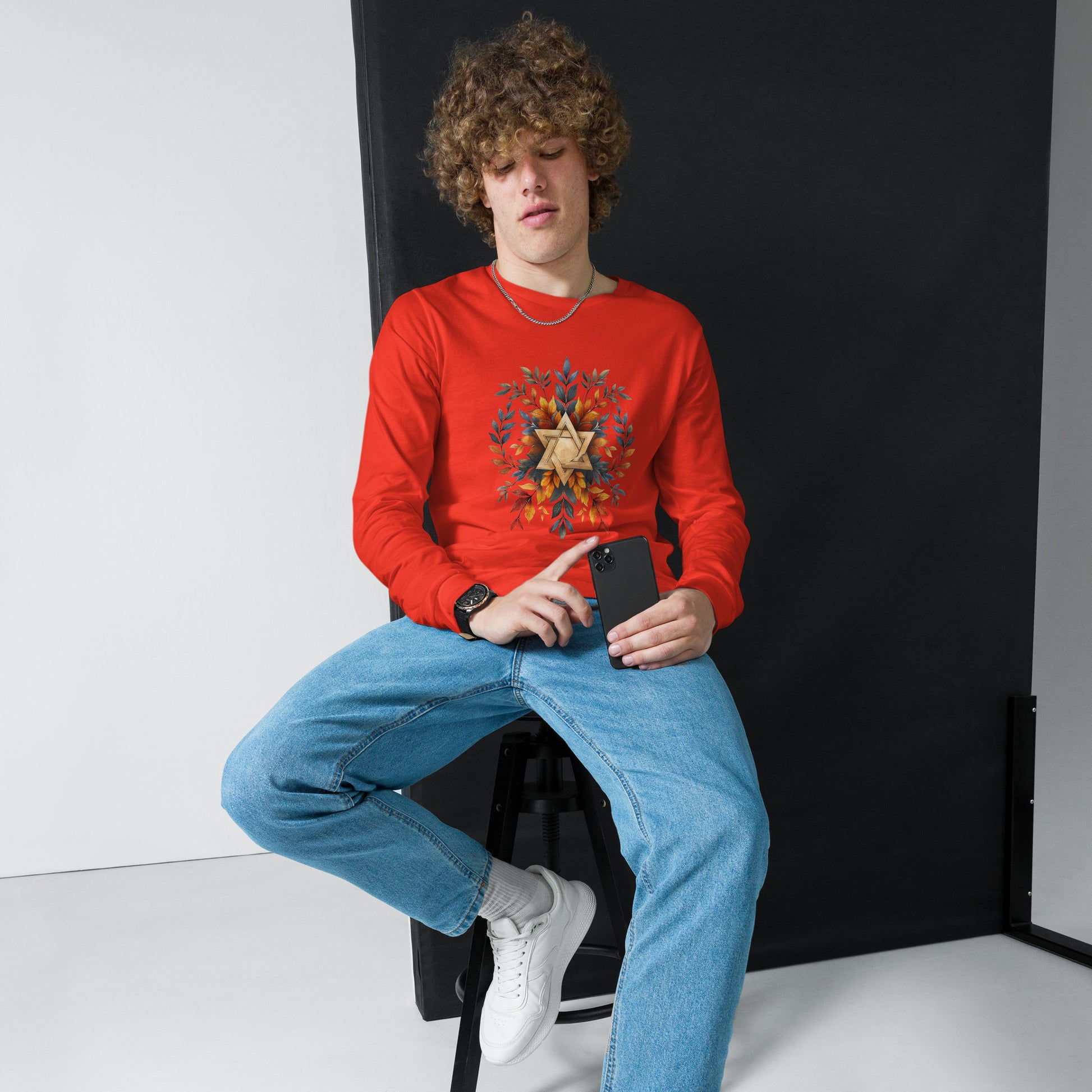 Star of David Wreath Unisex Long Sleeve Tee - American Zionist