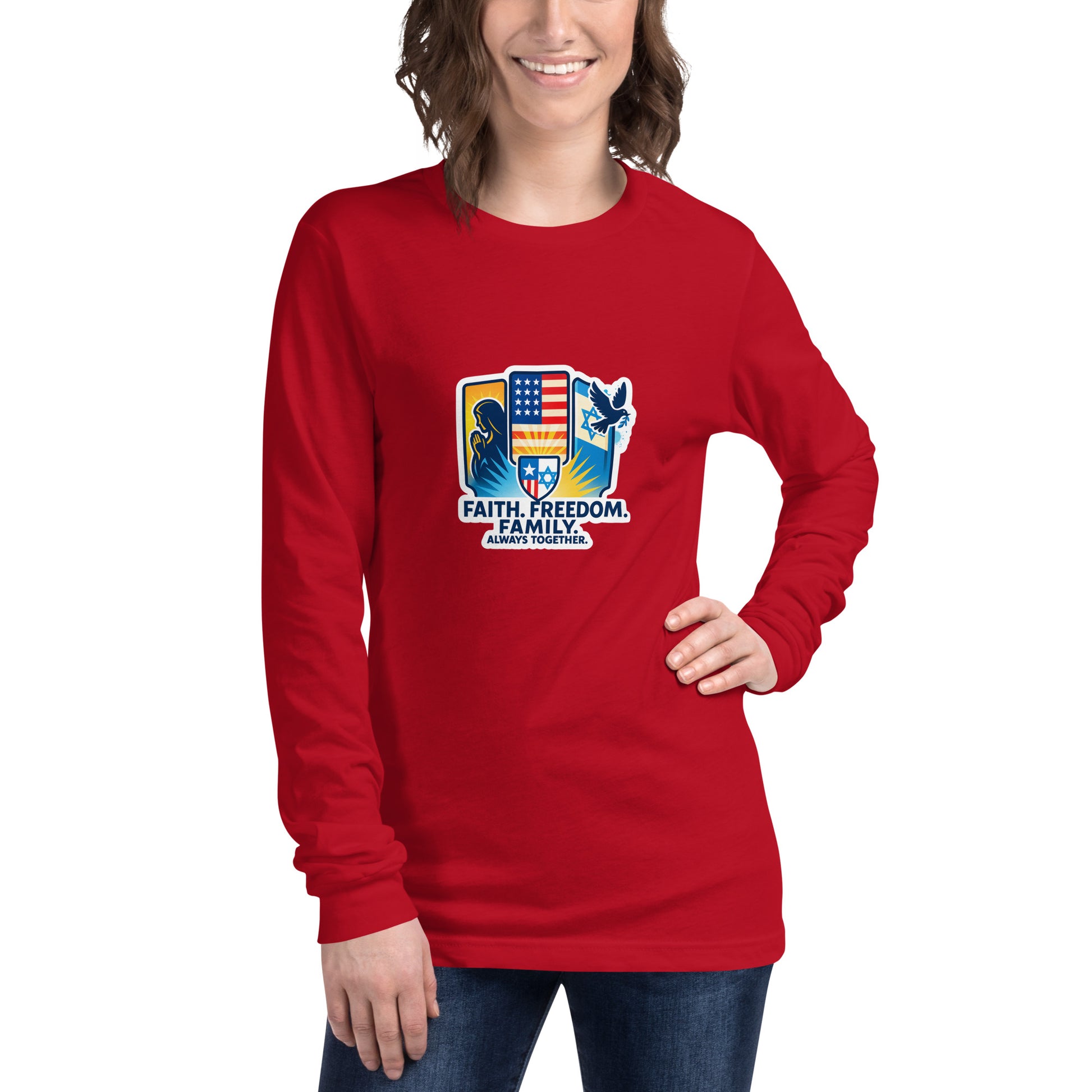 Faith Freedom Family Unisex Long Sleeve Tee - American Zionist