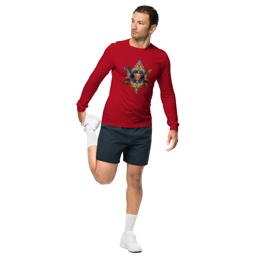 Star of David Geometric Unisex Long Sleeve Tee - American Zionist