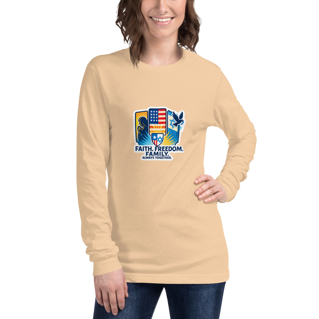 Faith Freedom Family Unisex Long Sleeve Tee - American Zionist