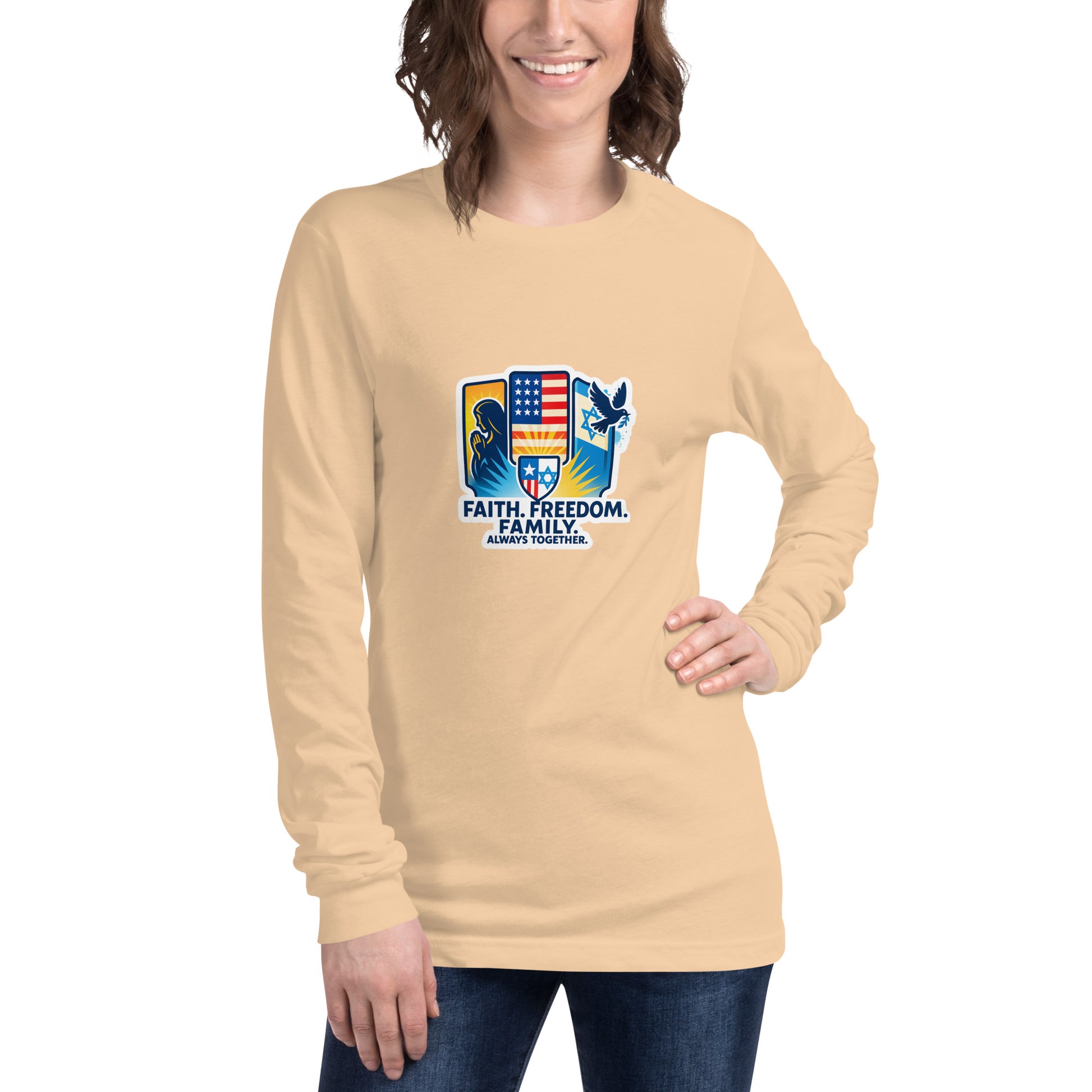 Faith Freedom Family Unisex Long Sleeve Tee - American Zionist