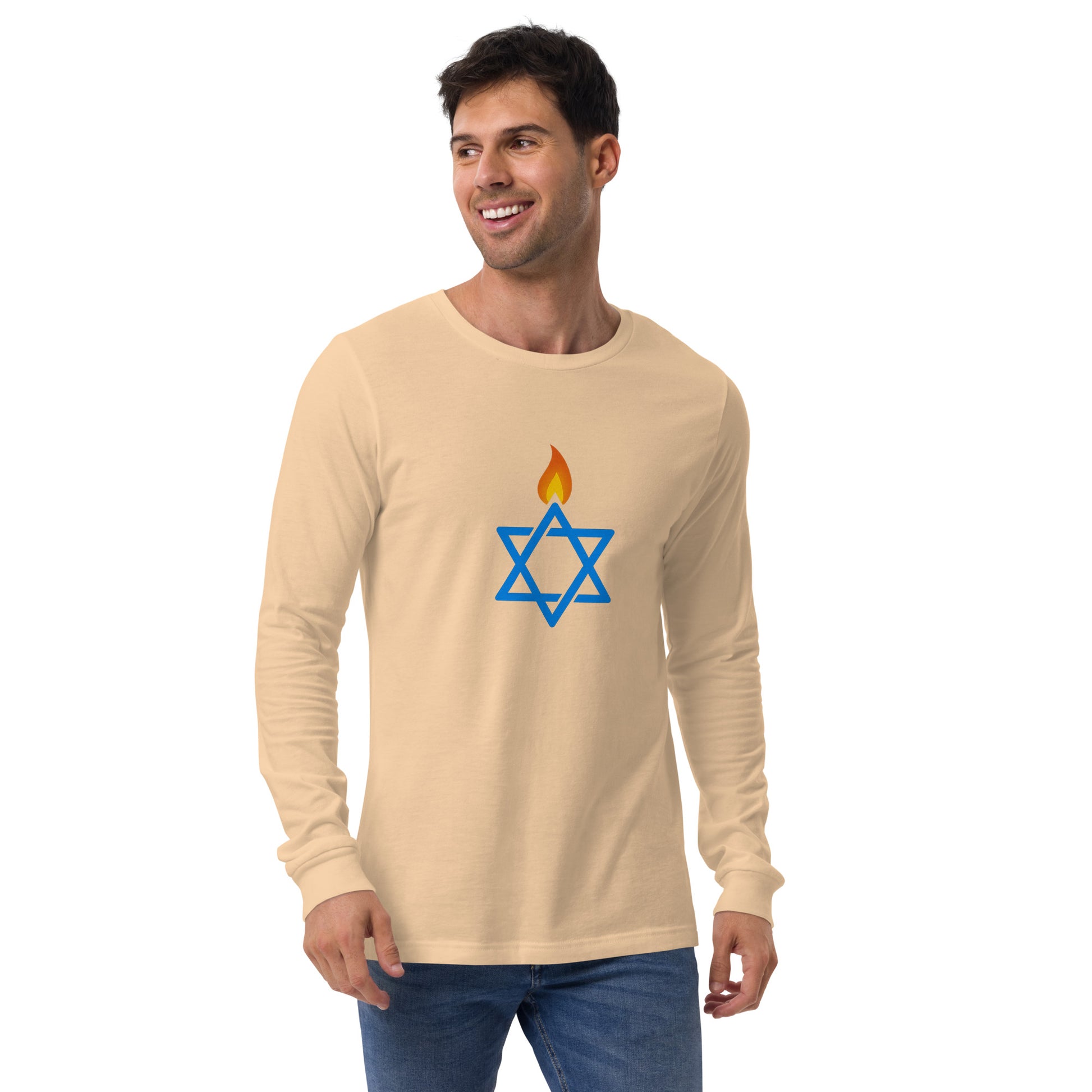 Fire Stars Of David Unisex Long Sleeve Tee - American Zionist