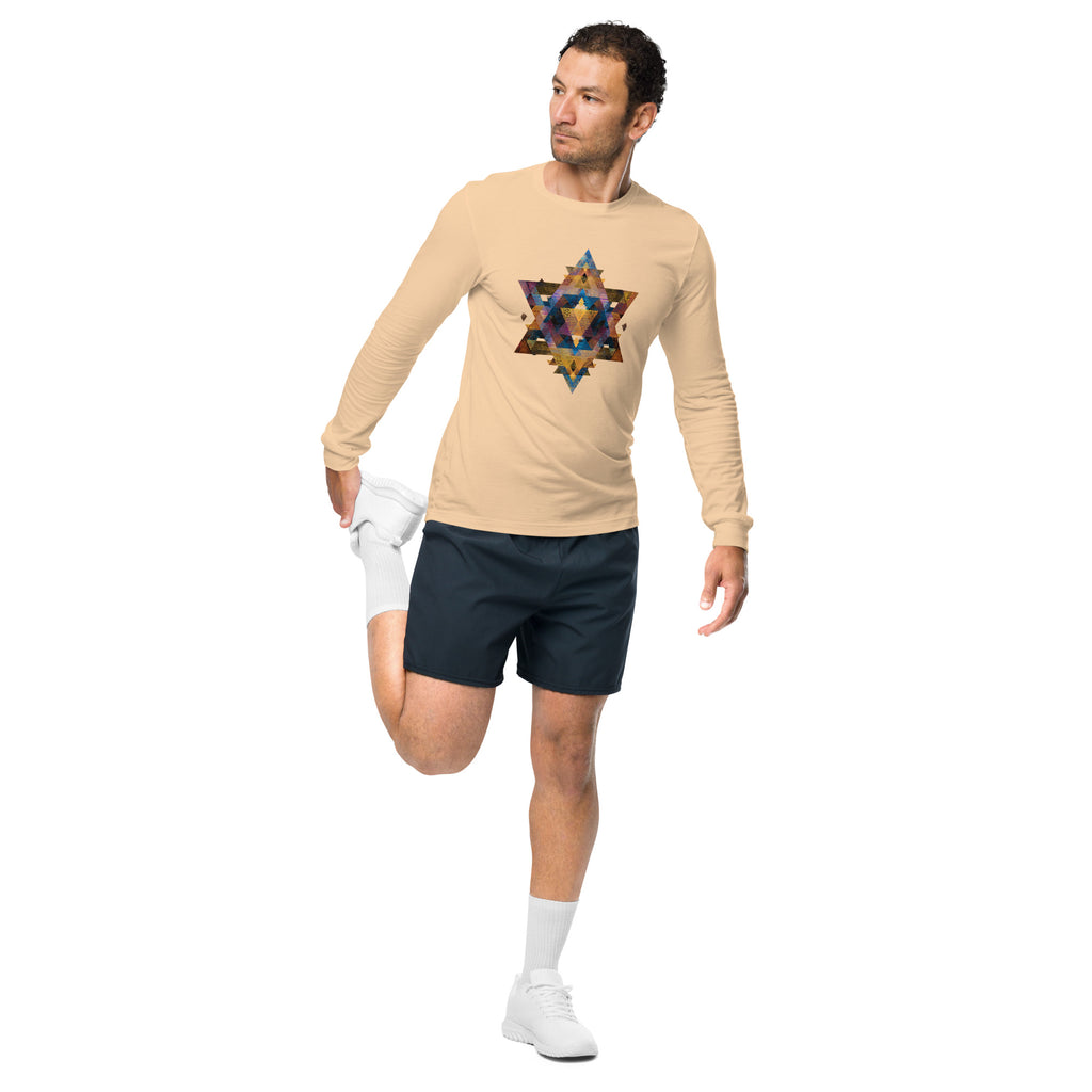 Star of David Geometric Unisex Long Sleeve Tee - American Zionist