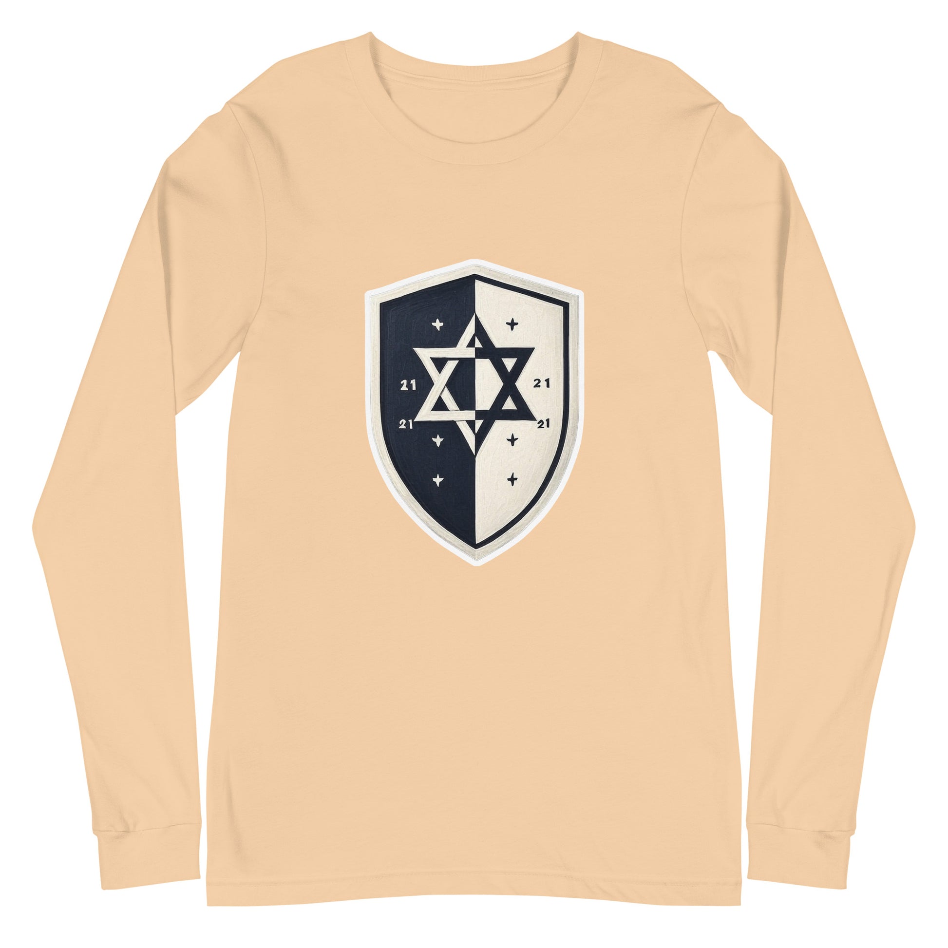 Black and White Shield Unisex Long Sleeve Tee - American Zionist