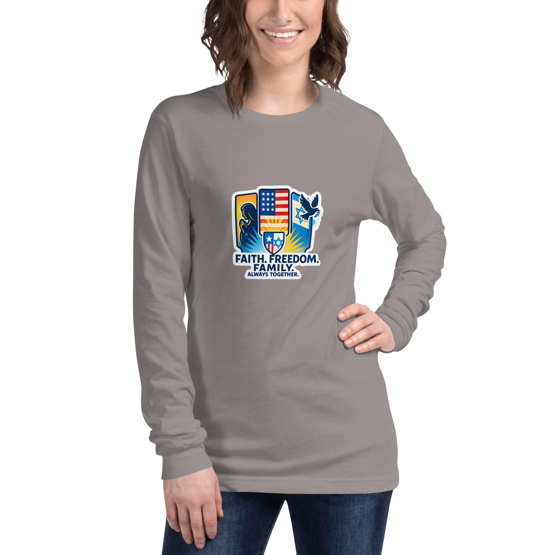 Faith Freedom Family Unisex Long Sleeve Tee - American Zionist